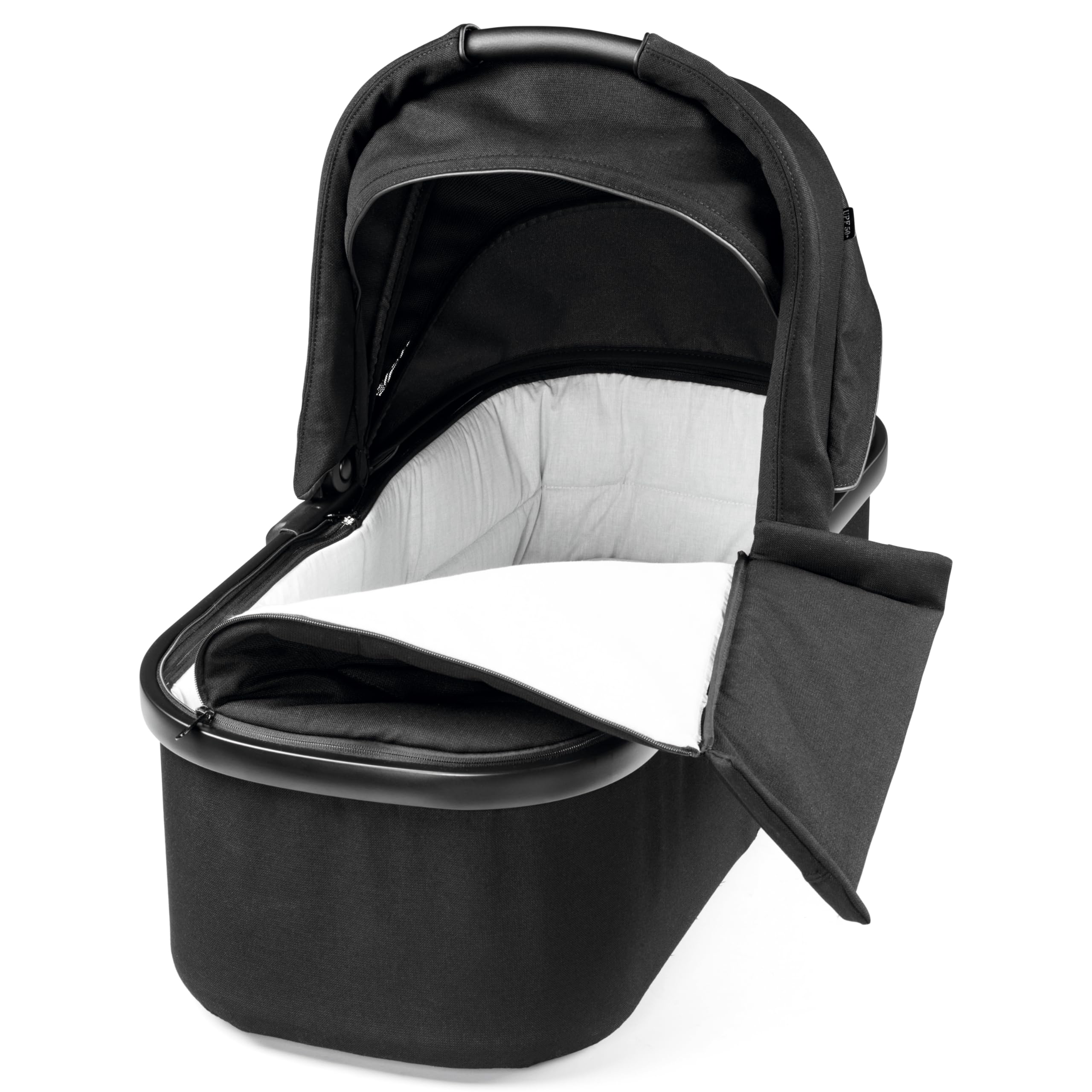 Peg Perego Bassinet with Home Stand for Ypsi-Veloce-Vivace Strollers - True Black Baby Crib - Compact Nursery Bedside Sleeper for Newborns & Infants - Perfect for Bedroom, Nursery & Travel
