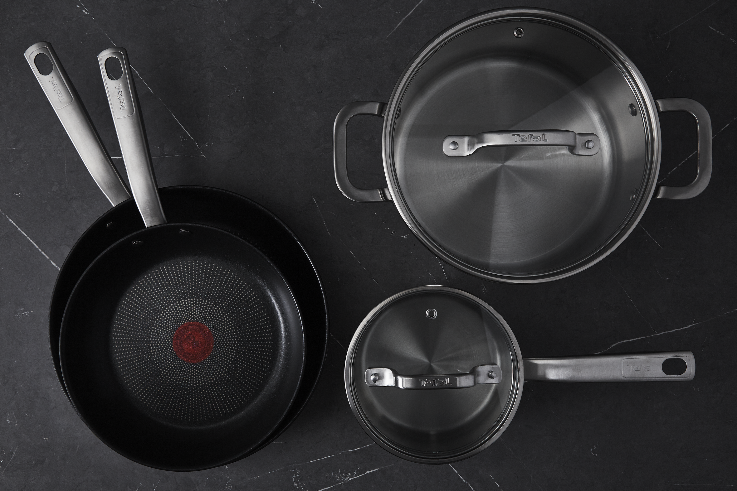 Tefal Virtuoso Induction Stainless Steel 4-Piece Cookware Set – Nonstick Pots and Pans for Gas, Electric & Induction Stovetops – Perfect for Frying, Boiling & Everyday Cooking