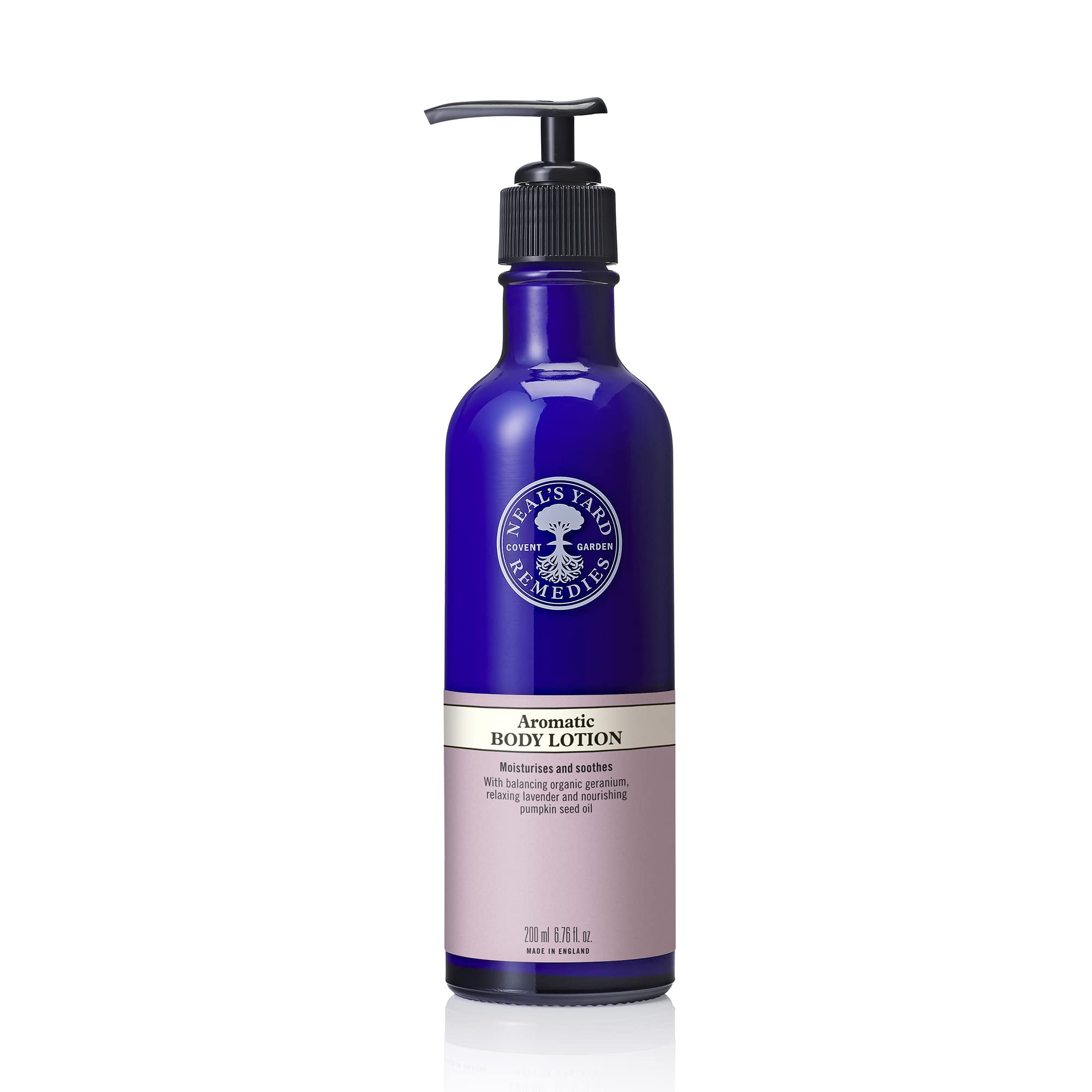 Neal's Yard Remedies Organic Aromatic Body Lotion for Women - Geranium & Lavender Essential Oils Moisturizing Skincare Gift - 200ml Hydrating Lotion for Dry Skin - Perfect for Daily Use, Spa Days & Relaxation Gifts