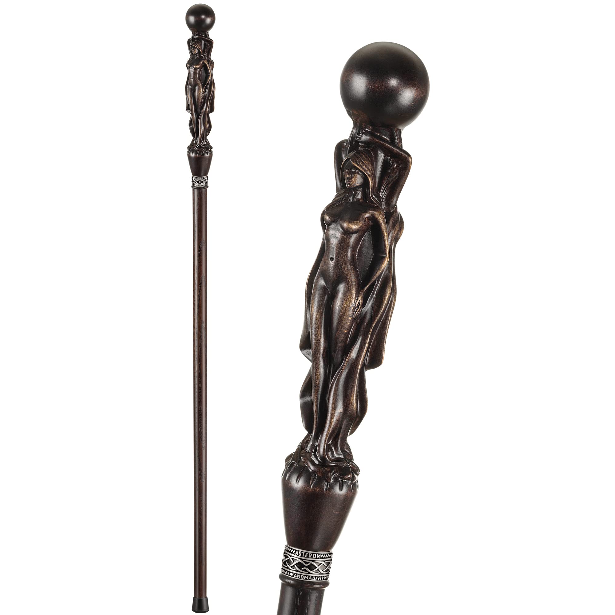 Handcrafted Wooden Walking Cane for Men - Gemini Design - Unique Carved Walking Stick - Fashionable Mobility Aid for Seniors & Style-Conscious Gentlemen - Perfect for Hiking, Travel & Everyday Support
