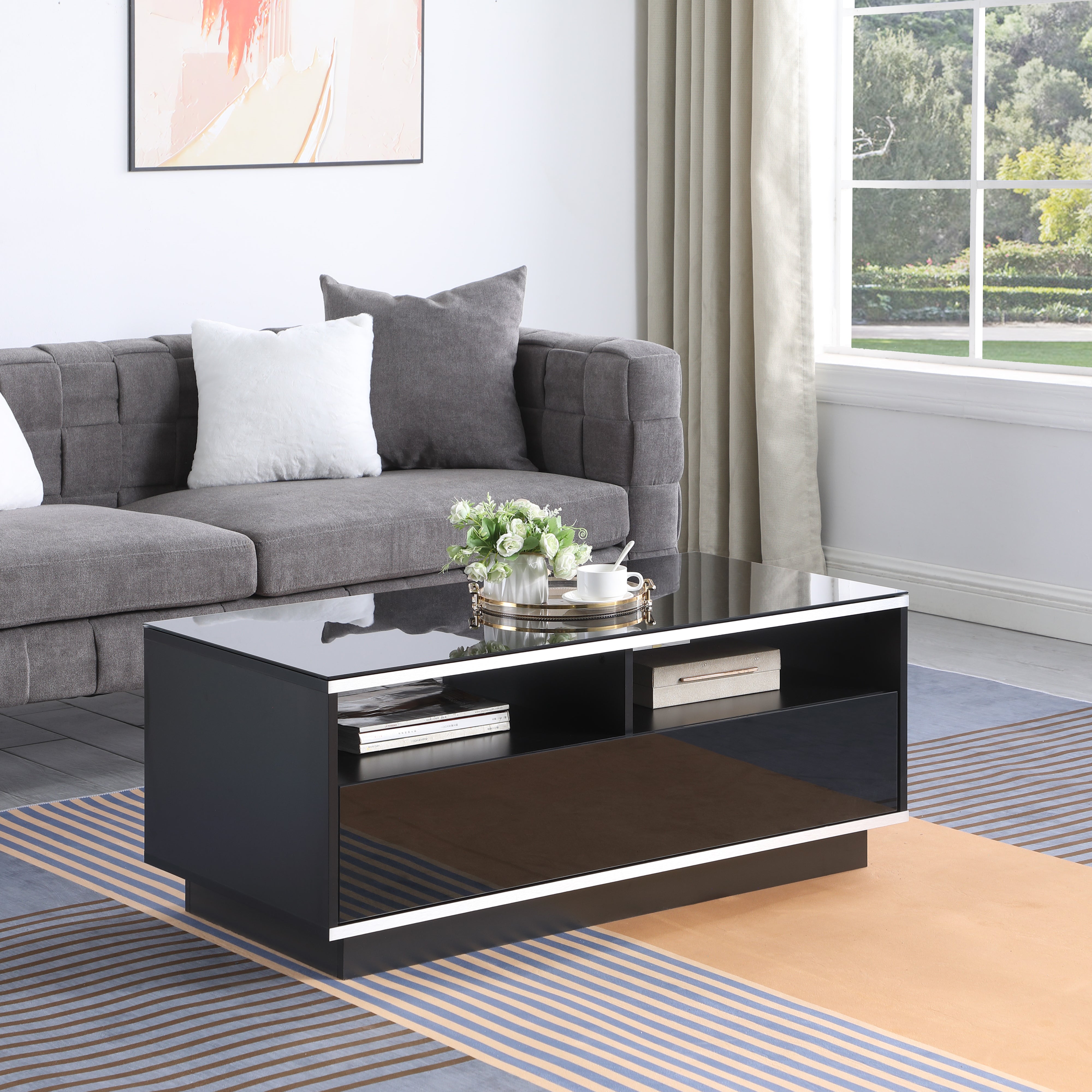 TITAN Modern Coffee Table - Black Finish by Tauris™ - Perfect for Living Room, Lounge & Office Decor