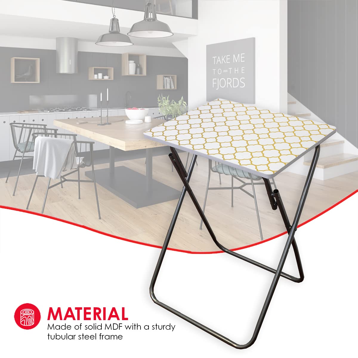 Gold Foldable TV Tray - Multi-Purpose Laptop Desk & Bedside Table for Snacks & Drinks
