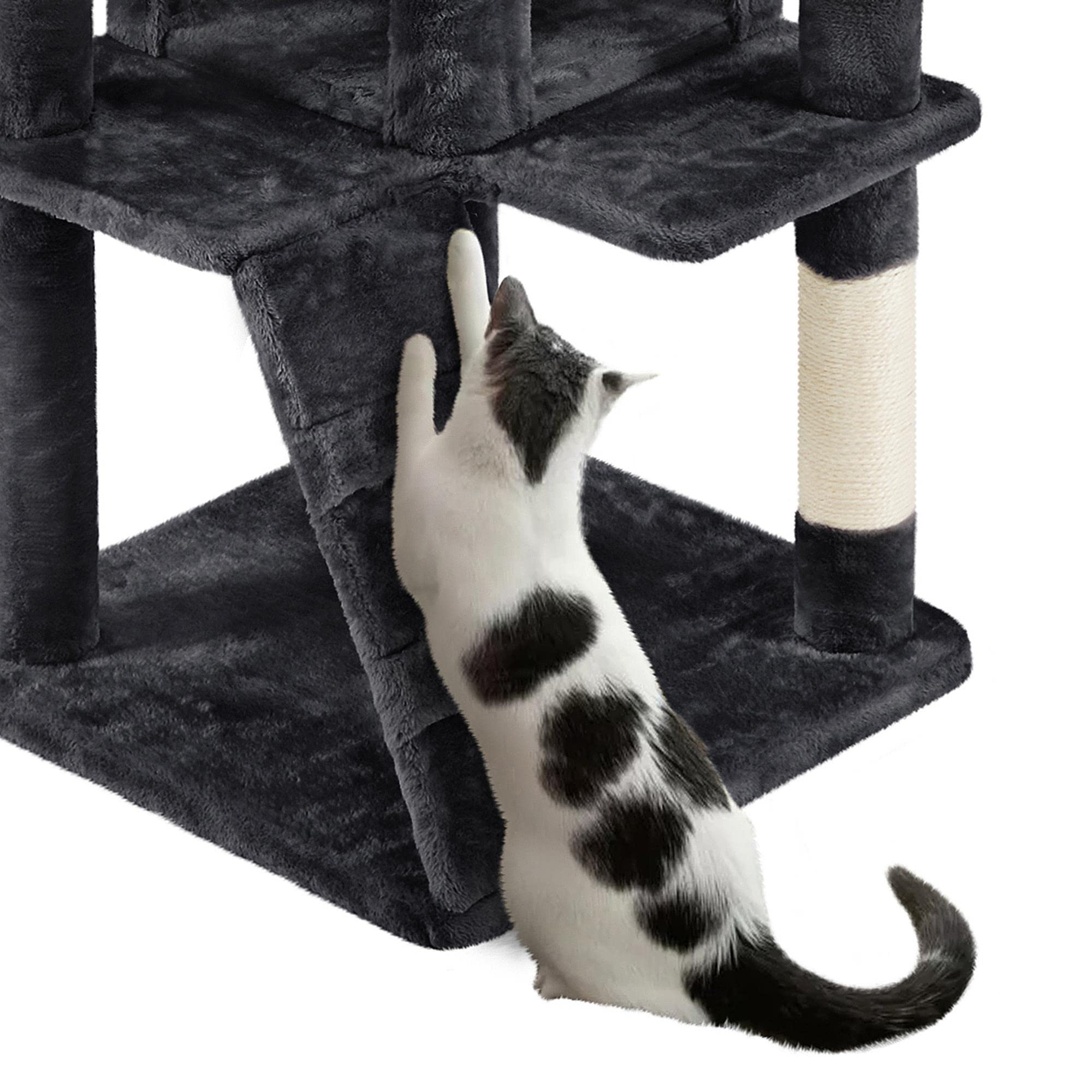 Topeakmart 70 Inch Multi-Level Cat Tree Tower with Scratching Posts, Dangling Toys, and Condos - Sturdy Cat Furniture for Indoor Cats (Black) - Perfect for Small Spaces, Apartments & Playful Kittens