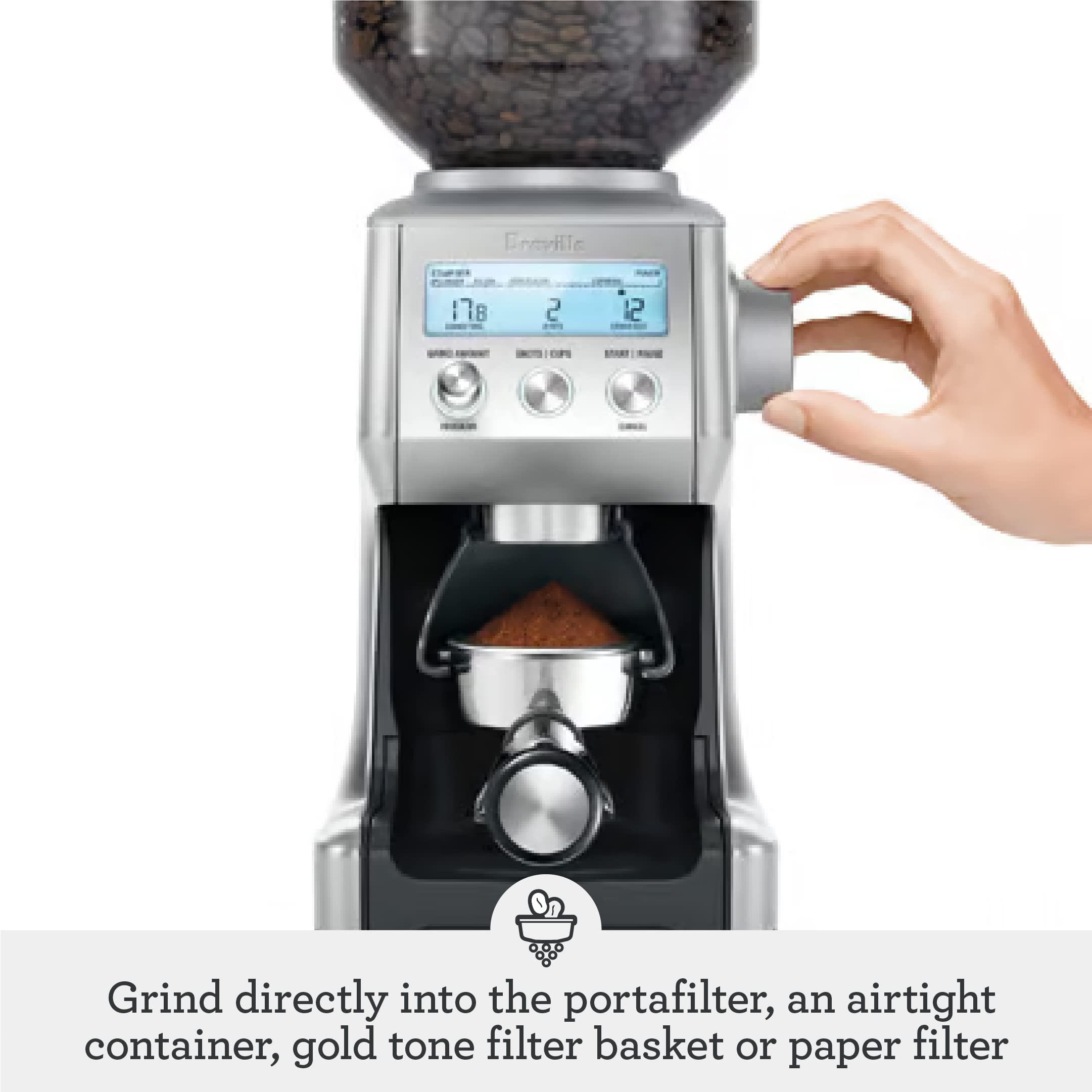 Breville Smart Grinder Pro BCG820OLT Coffee Grinder - Stainless Steel Conical Burr, Precise Grind Size Control for Espresso, Drip, French Press & Cold Brew - Perfect for Home Baristas & Coffee Enthusiasts