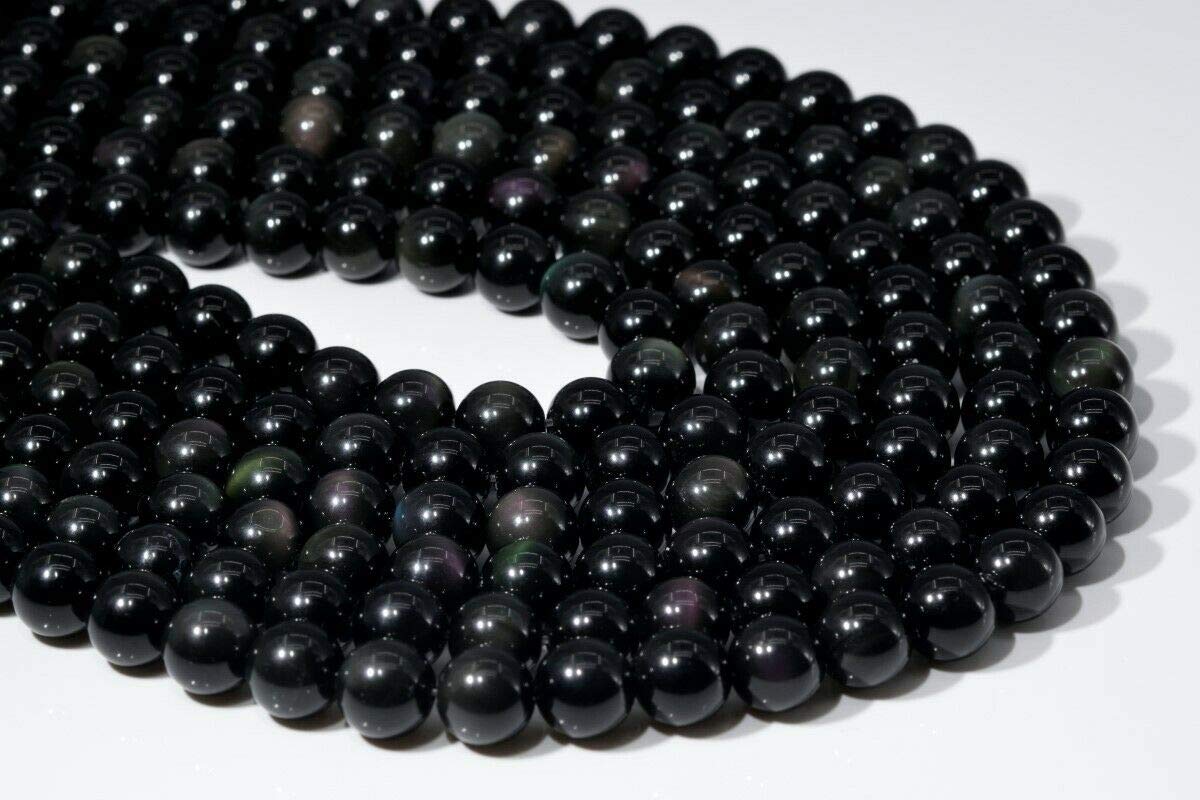 8mm AAA Grade Natural Rainbow Obsidian Round Loose Beads - 15.5