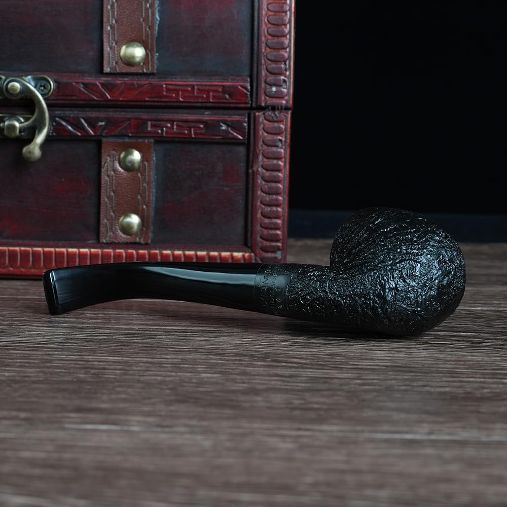 Classic Style Wooden Briar Pipe with Bent Stem - MUXIANG AA0019PS-S Tobacco Pipe for Relaxation & Collection | Perfect for Smoking Enthusiasts & Gift Giving