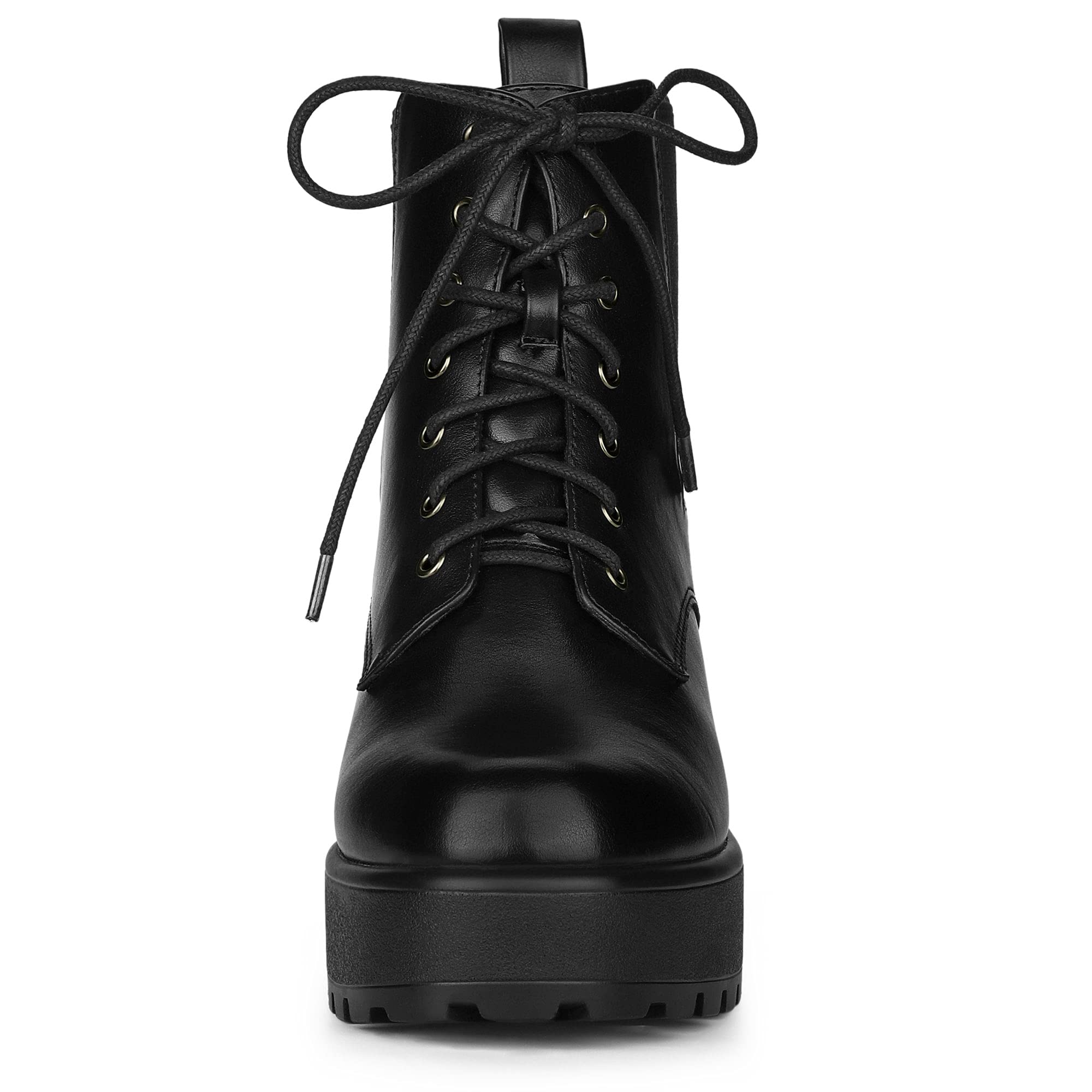 Allegra K Women's Chelsea Platform Chunky Heel Combat Boots - Stylish & Comfortable Ankle Boots for Fall & Winter Fashion, Perfect for Casual Outfits, Work & Night Out