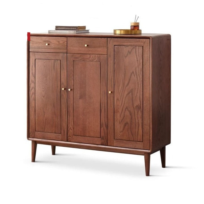 Solid Oak Wood Shoe Storage Cabinet - Modern Entryway Organizer with Ventilation Holes | Perfect for Small Spaces, Hallway, Mudroom & Apartment Entry