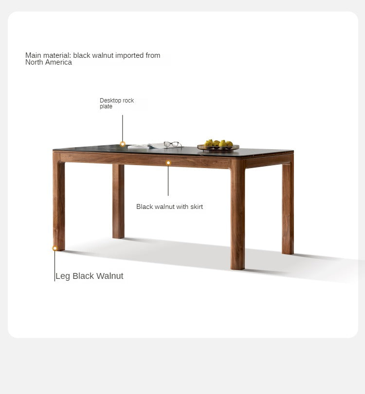 Premium Black Walnut Solid Wood Rock Slab Dining Table - Natural Wood Grain - Rustic Modern Farmhouse Style - Perfect for Dining Rooms, Kitchens & Open Concept Living Spaces