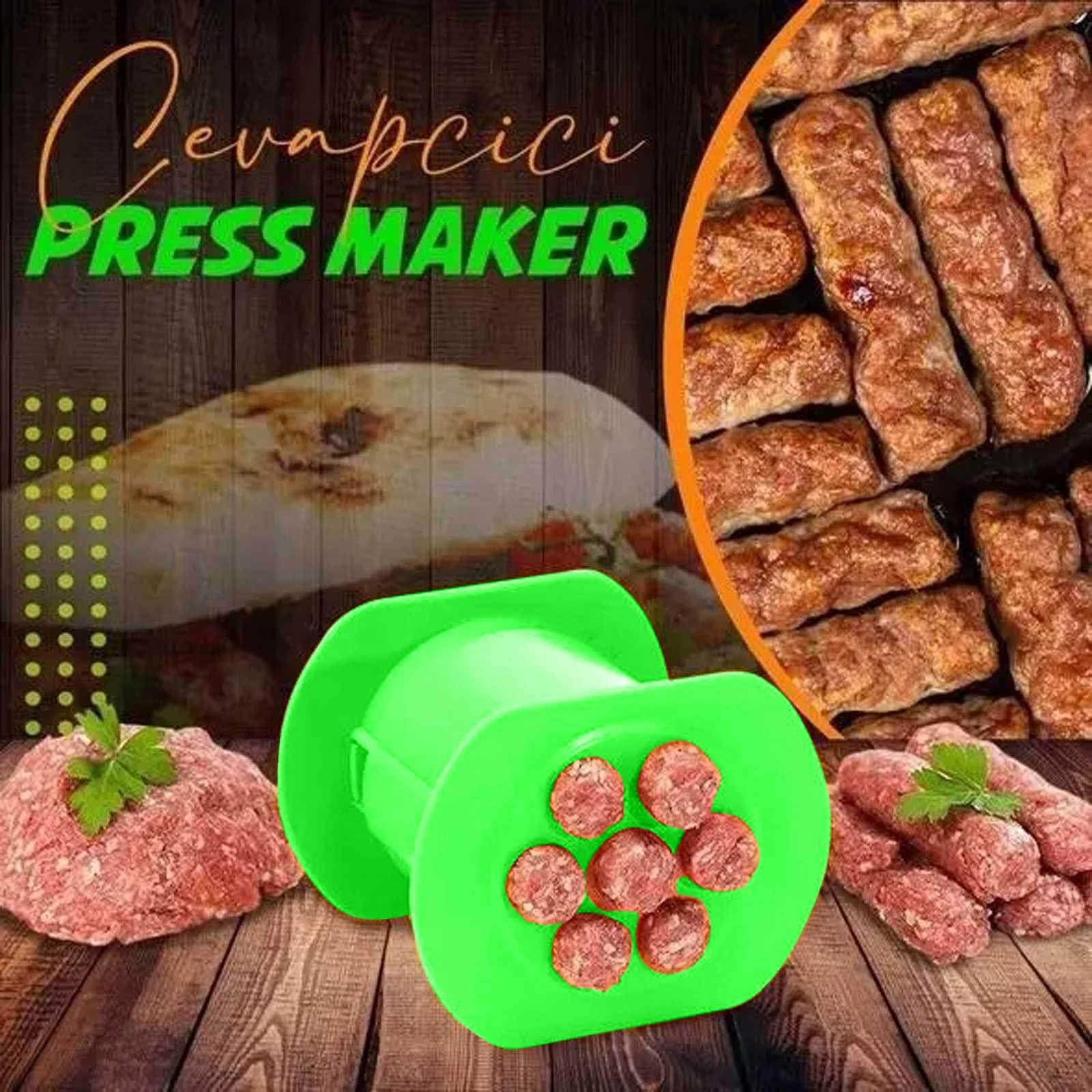 NIWWIN Manual Sausage Maker - Hot Dog & Cevapcici Stuffer Tool - Non-Stick BBQ Grill Accessories for Homemade Sausages, Meat Strips & Kebabs (Green) | Perfect for Backyard BBQs, Camping Trips & Family Cooking Parties