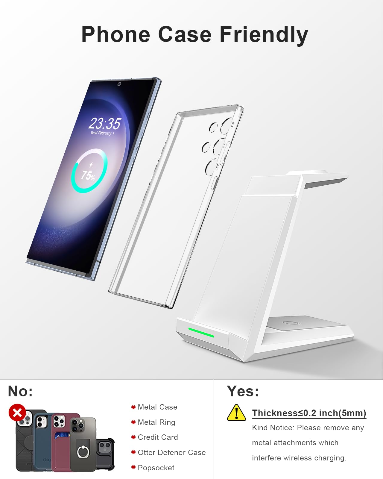 ADADPU 3-in-1 Wireless Charging Station for Samsung - Fast Charger Dock for Galaxy S24 Ultra/S23/S22/S21 FE/Z Flip 5/Fold 4, Galaxy Buds 2/Pro, Galaxy Watch 6/5/4 - Perfect for Home, Office & Travel