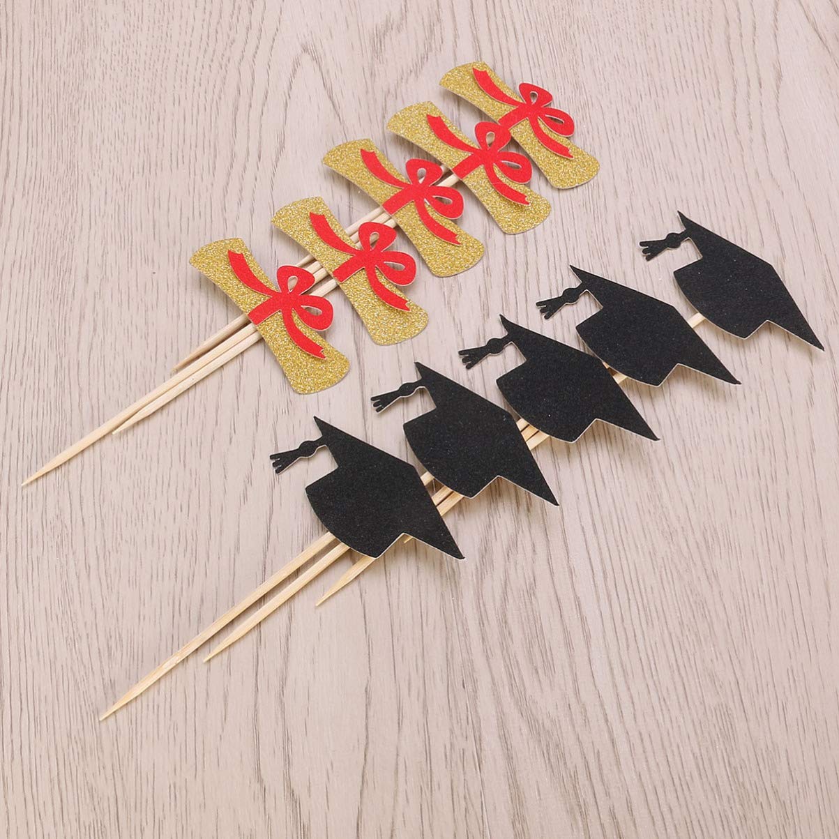 VALICLUD 10pcs Glitter Graduation Cupcake Toppers - Class of 2023 Cake Decorations, Edible Cake Picks for Graduation Party, Birthday, School Celebration (Gold/Silver) - Perfect for Graduation Cakes, Cupcakes, Desserts and Party Decorations