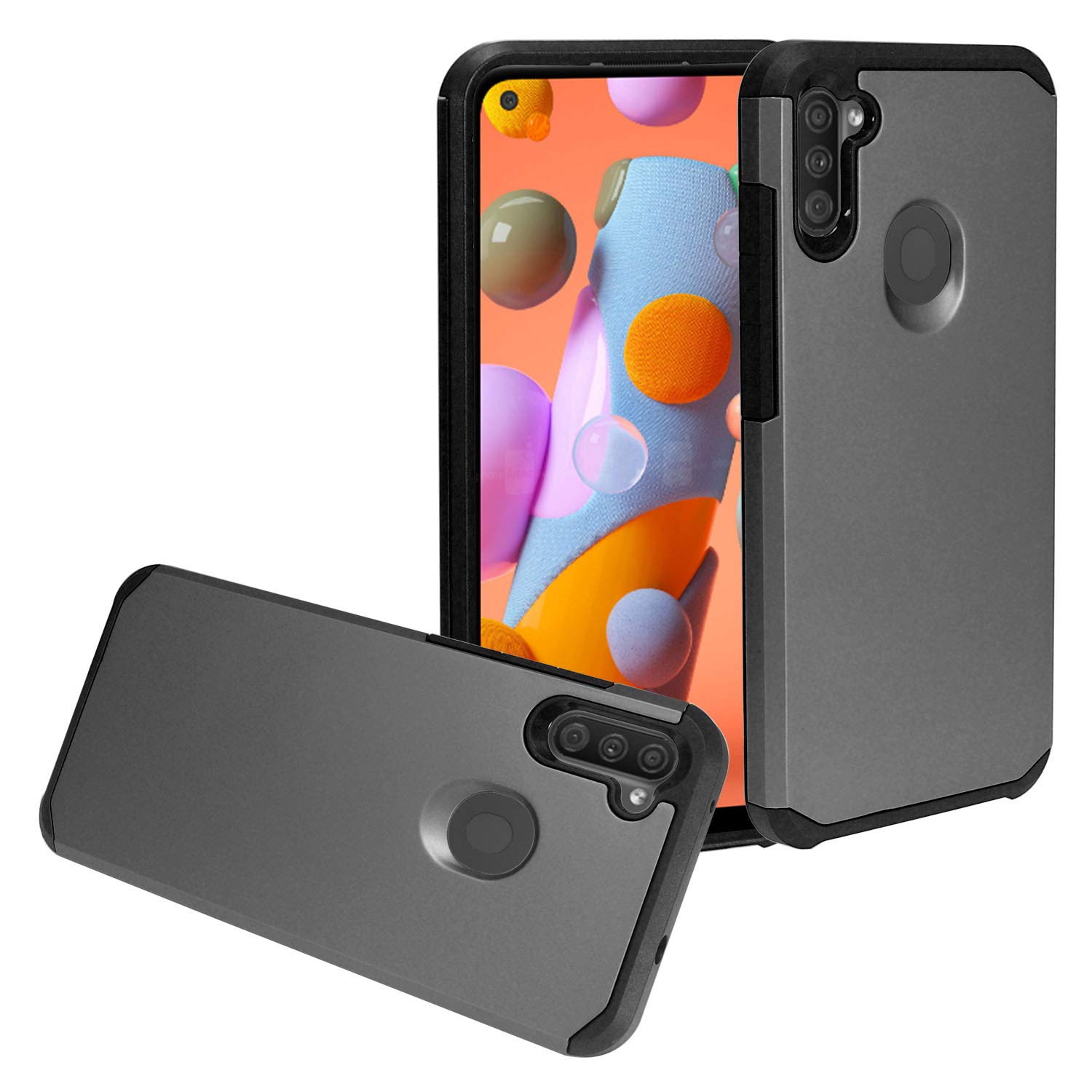 Samsung Galaxy A11 (SM-A115) Shockproof Rubberized Phone Case - Durable Protective Cover with Non-Slip Grip in AH2 Gray - Perfect for Everyday Use, Work, and Outdoor Activities
