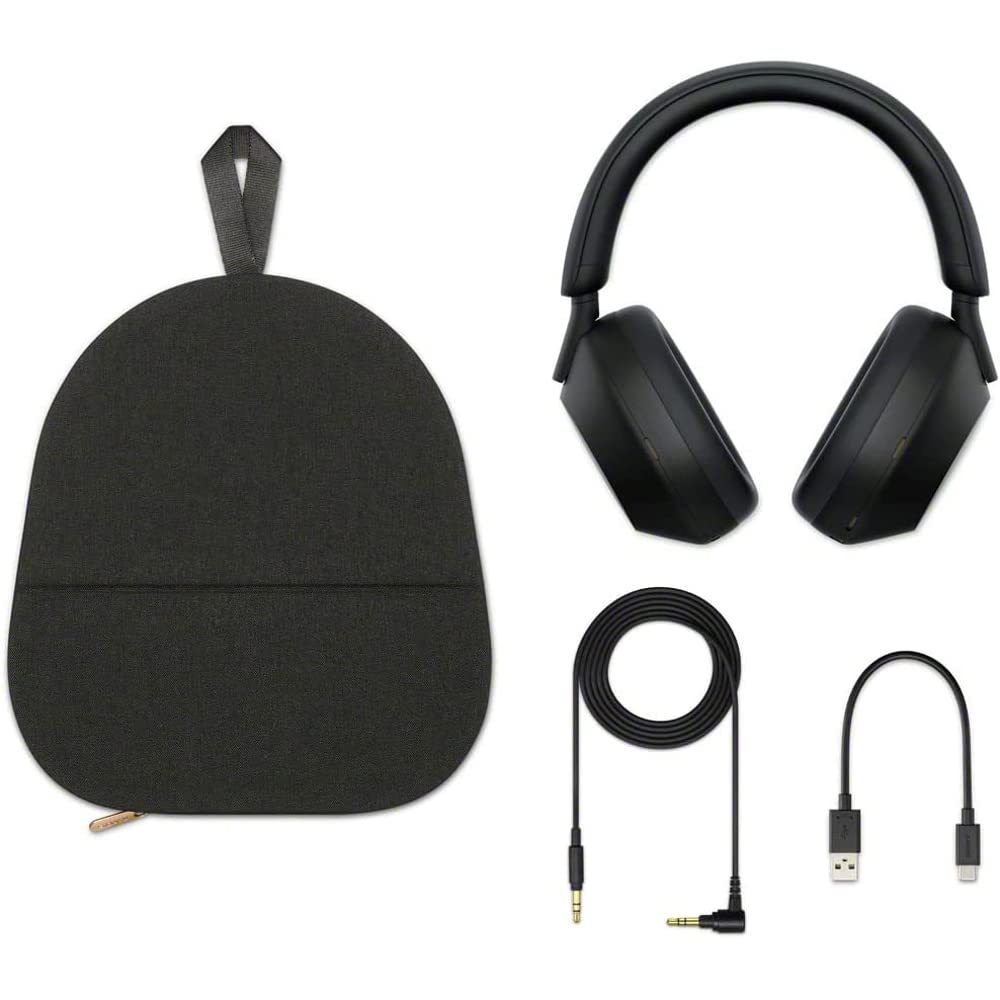 Sony WH-1000XM5 Wireless Noise Cancelling Headphones - Industry Leading Bluetooth Over-Ear Headset with Mic, Black (Renewed) | Bundle with 2-Year CPS Protection Plan | Perfect for Travel, Work & Music Lovers
