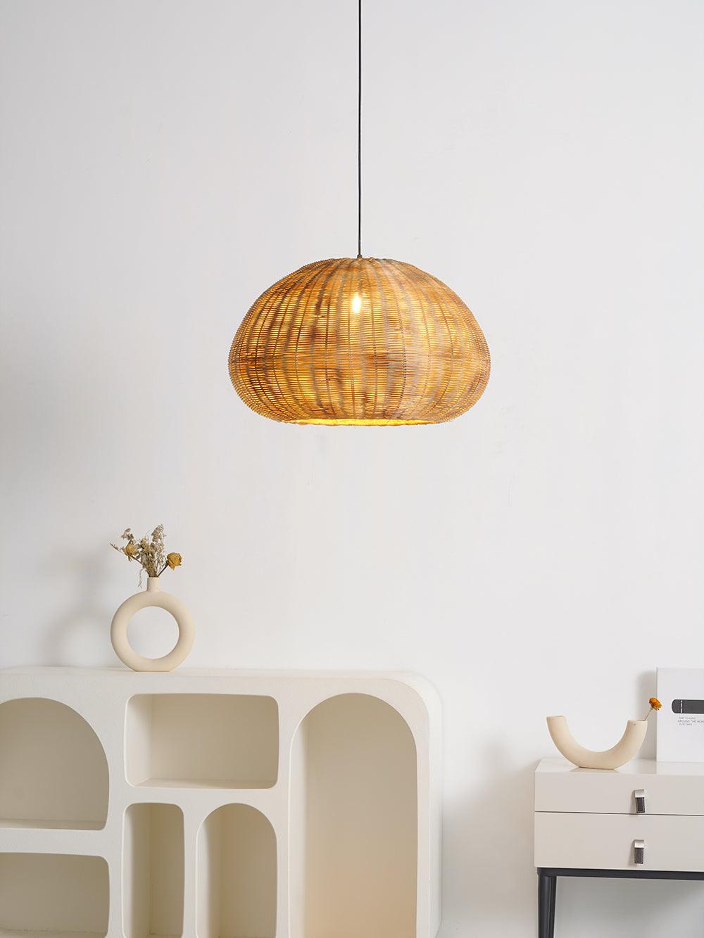 Bamboo Camden Pendant Light - Natural Rattan Hanging Lamp for Kitchen Island, Dining Room & Bedroom - Eco-Friendly Ceiling Lighting Fixture