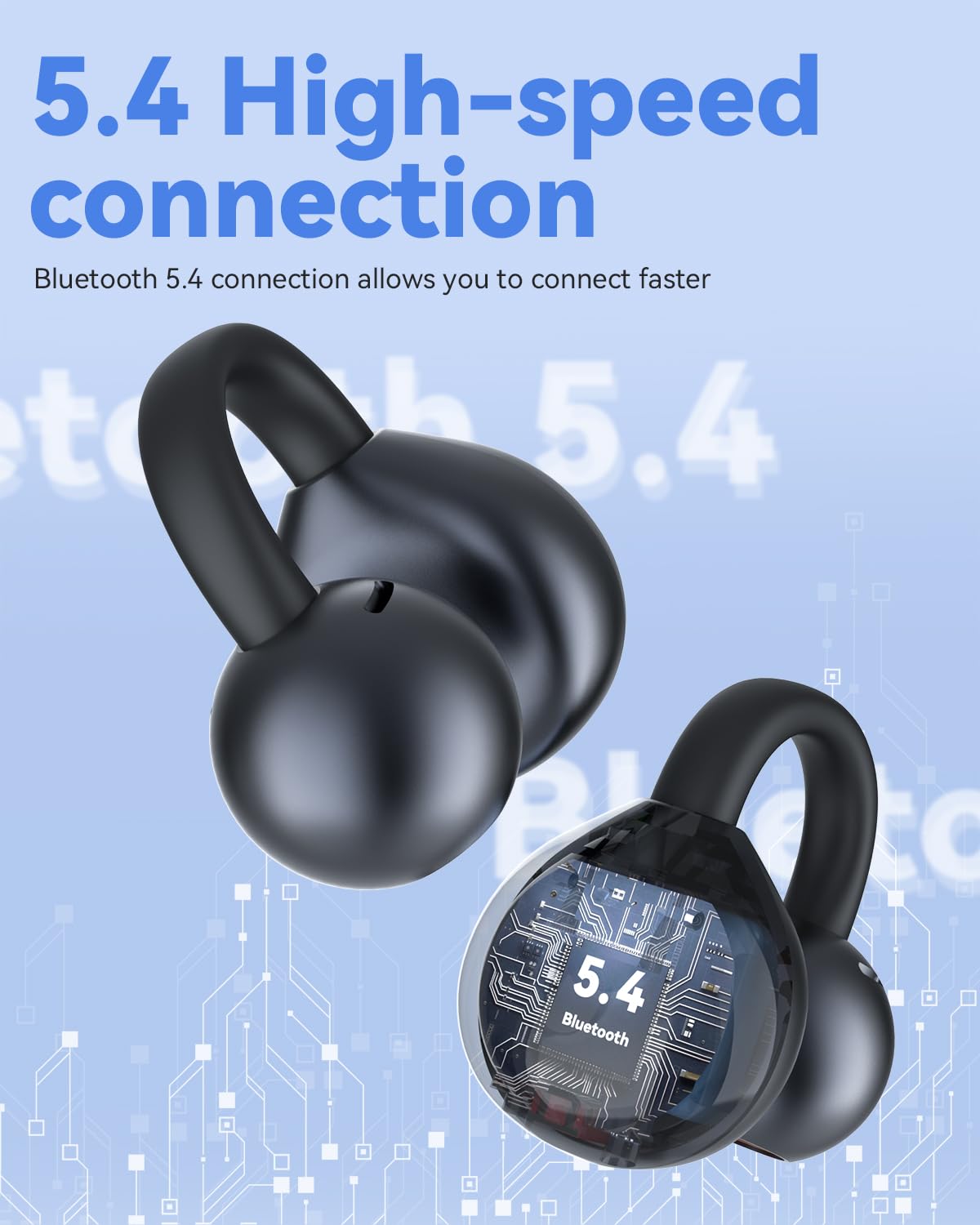 ANSTEN Open Ear Clip Wireless Earbuds Bluetooth 5.4 - 30H Playtime, Lightweight Comfort, IPX5 Waterproof - Bone Conduction Headphones for Running, Cycling, Gym Workouts & Outdoor Sports