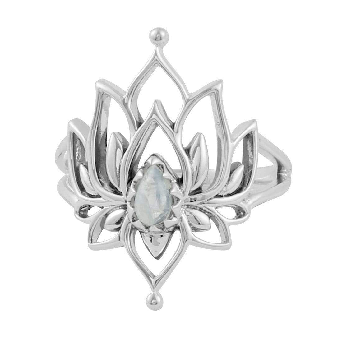 Lotus Romance Rainbow Moonstone Ring - Elegant Handmade Sterling Silver Jewelry for Women, Gift for Her | Perfect for Weddings, Anniversaries & Special Occasions