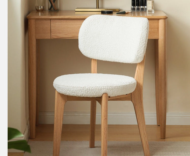 Premium Oak Solid Wood Makeup Stool with Soft Lamb Velvet Upholstery - Perfect for Vanity, Dressing Table & Bedroom Decor