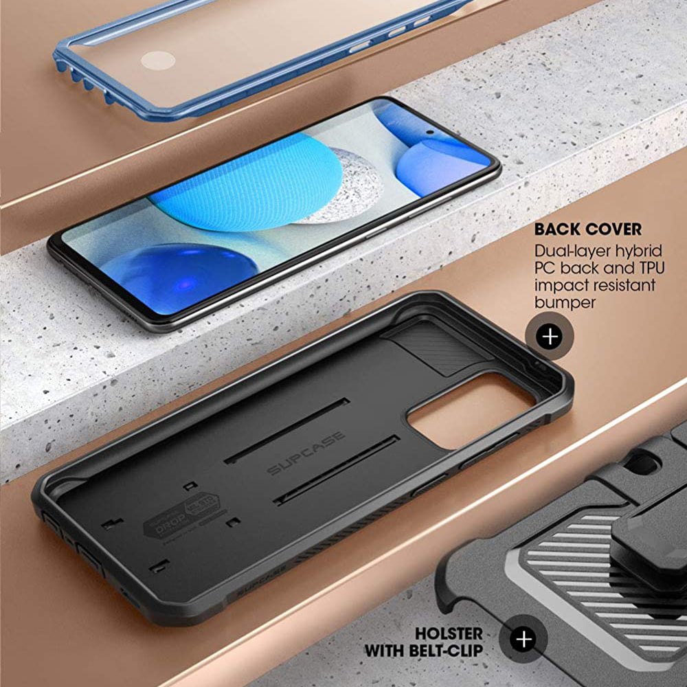 Samsung Galaxy A52 Unicorn Beetle Pro Rugged Case with Holster - Shockproof, Military-Grade Protection, Metallic Blue - Perfect for Outdoor, Work & Extreme Sports