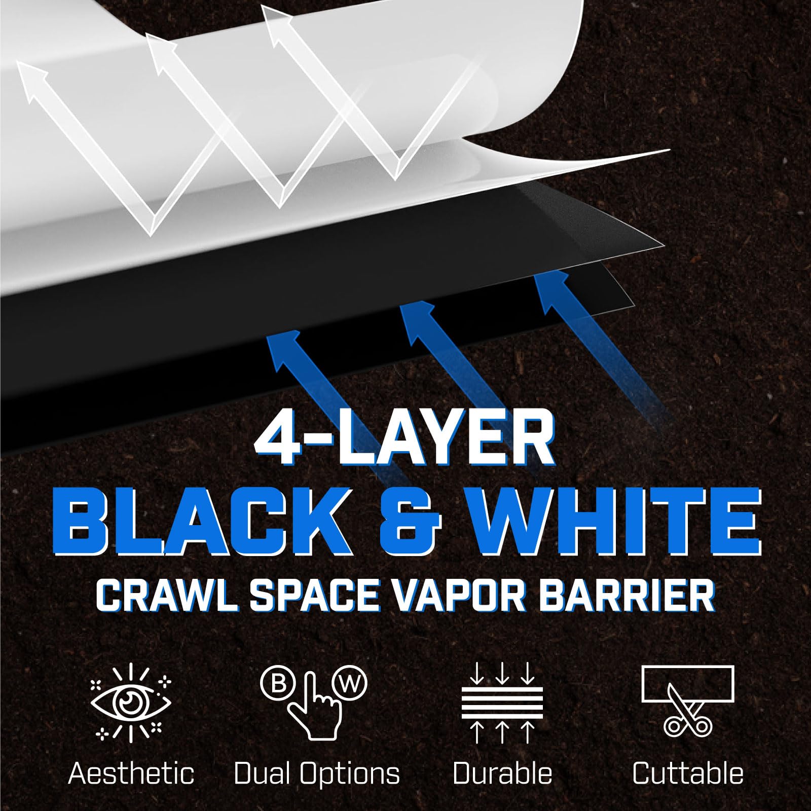 10mil Vapor Barrier Plastic Sheeting 10'x100' - Heavy Duty Crawl Space Encapsulation Film, Black/White Panda Film for Moisture Control & Insulation - Perfect for Basement Waterproofing, Concrete Floor Protection & DIY Home Renovation Projects
