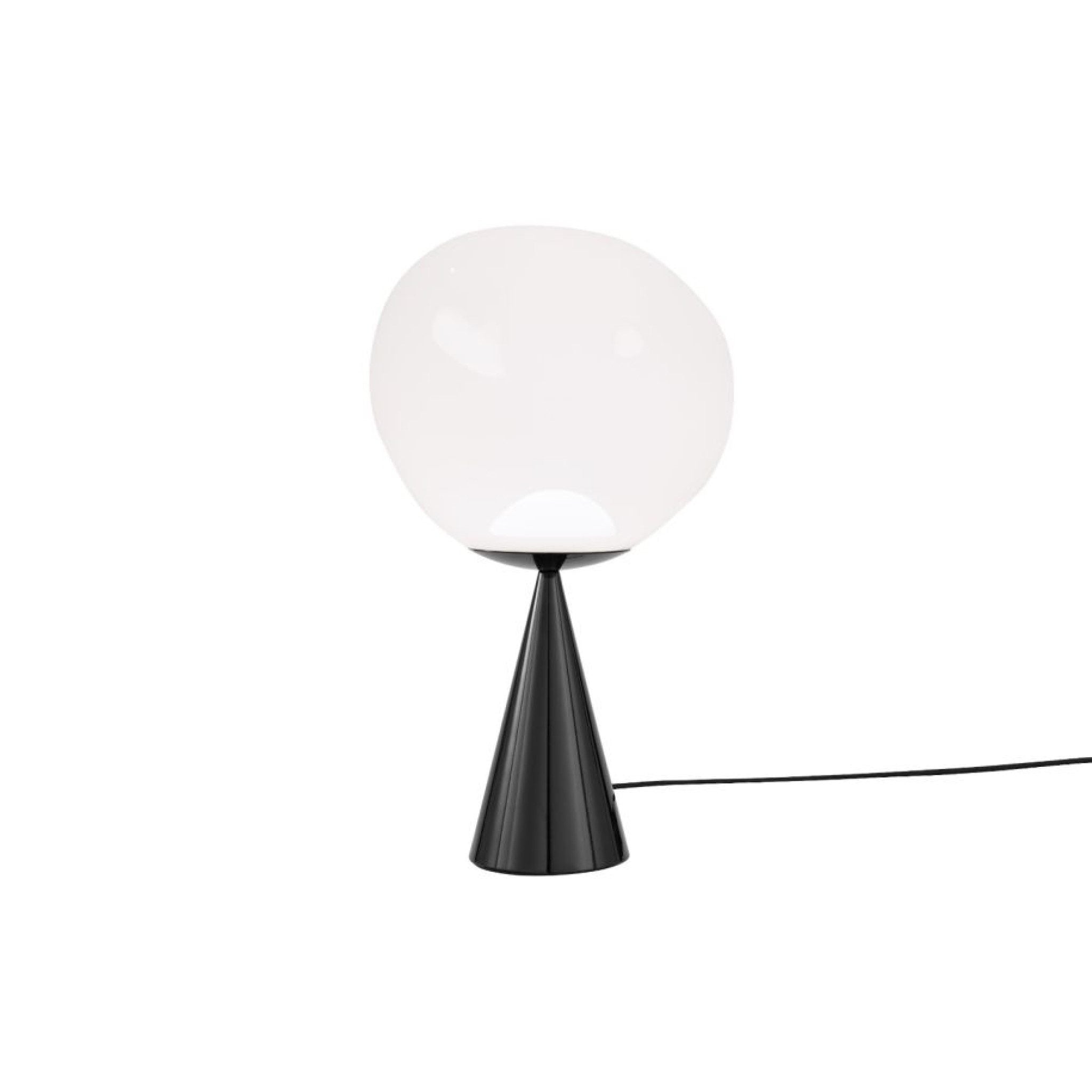 TOM DIXON Melt Cone Fat Table Lamp LED - Opal/Black Modern Lighting for Living Room, Bedroom & Office Decor