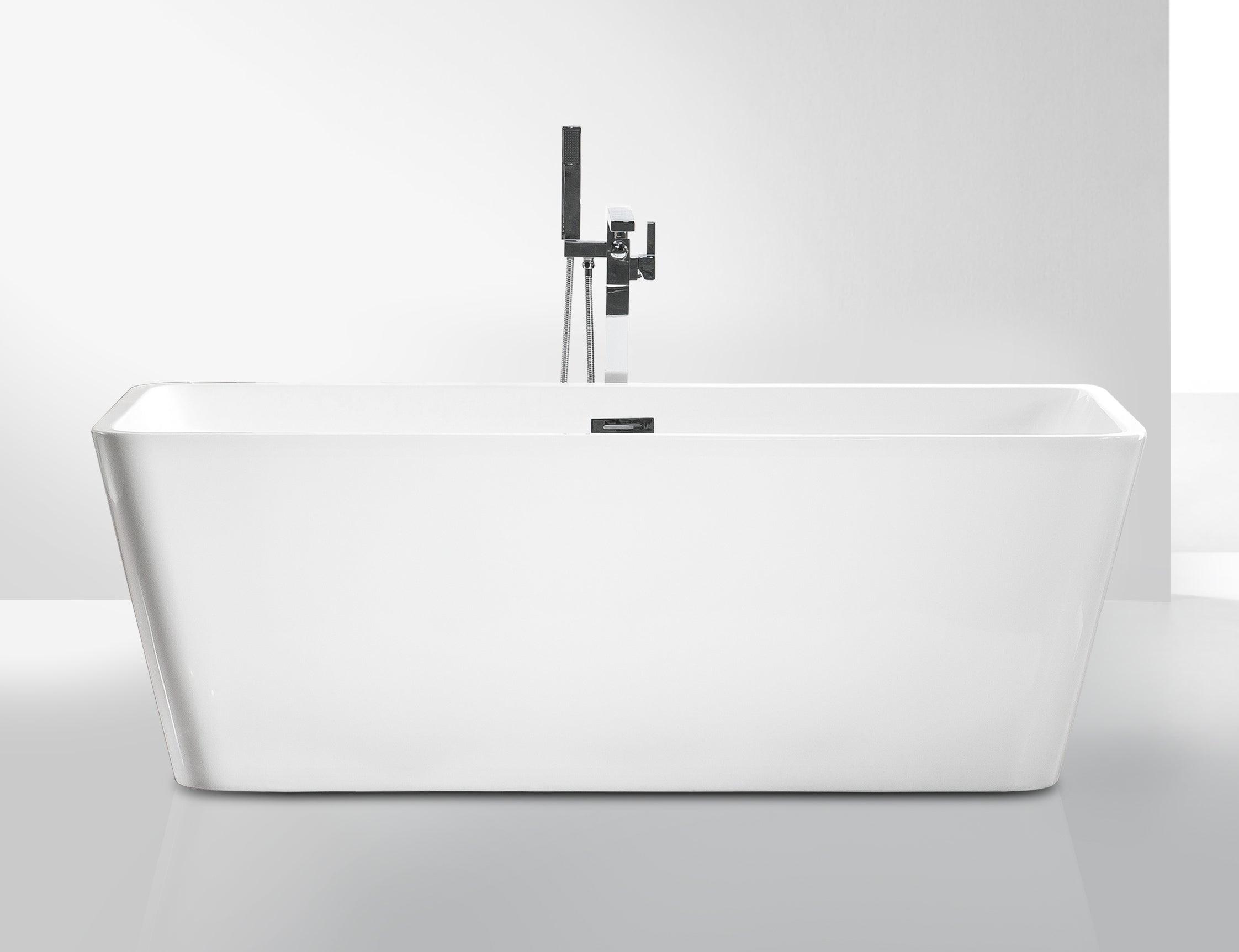 DAX Rectangle Freestanding Acrylic Bathtub - Glossy White 60x30 Inches (BT 90401) | Modern Bathroom Luxury for Small Spaces & Spa-Like Relaxation
