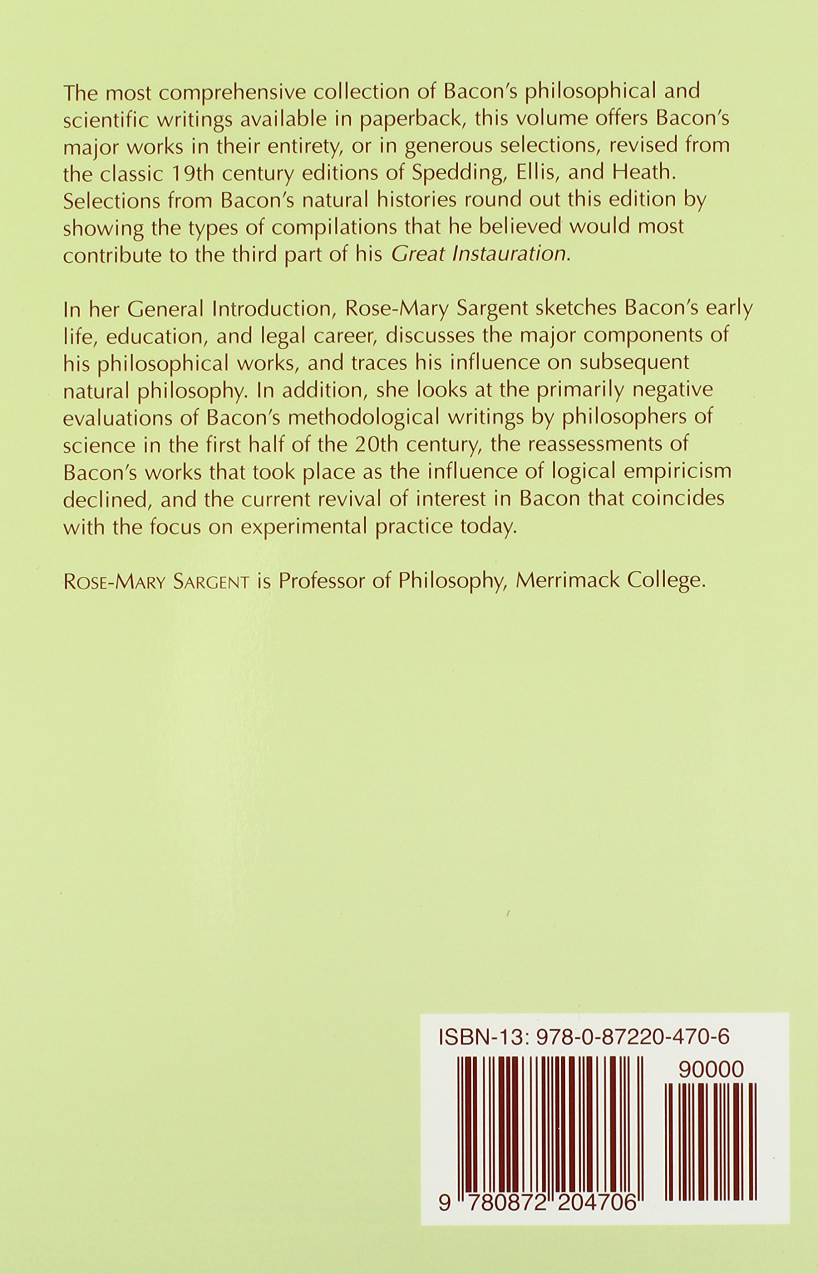 Selected Philosophical Works by Francis Bacon - Hackett Publishing Co. | Classic Philosophy Books for Students & Scholars | Perfect for Academic Study & Research