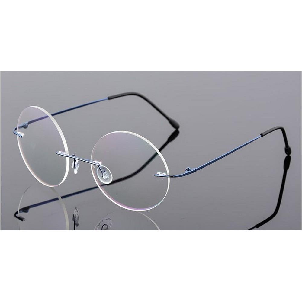 Steve Jobs Gandhi Harry Potter Style Foldable Ultra Light Blue Light Blocking Computer Glasses - Round Rimless Eyewear for Men & Women - Perfect for Office, Gaming & Screen Use