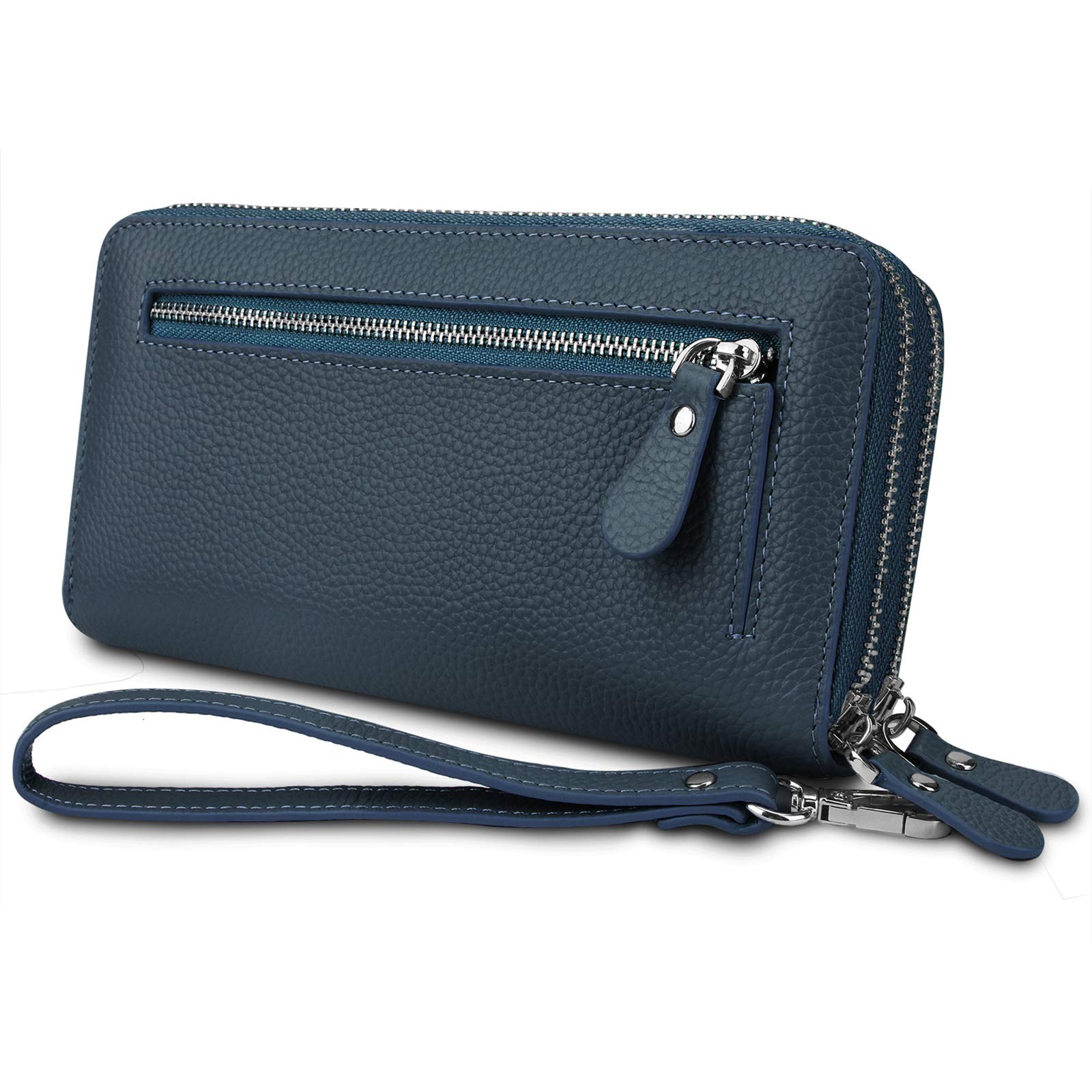 YALUXE Women's RFID Blocking Leather Wallet - Secure Double Zipper Wristlet with Smartphone Pocket | Perfect for Travel, Shopping & Everyday Use