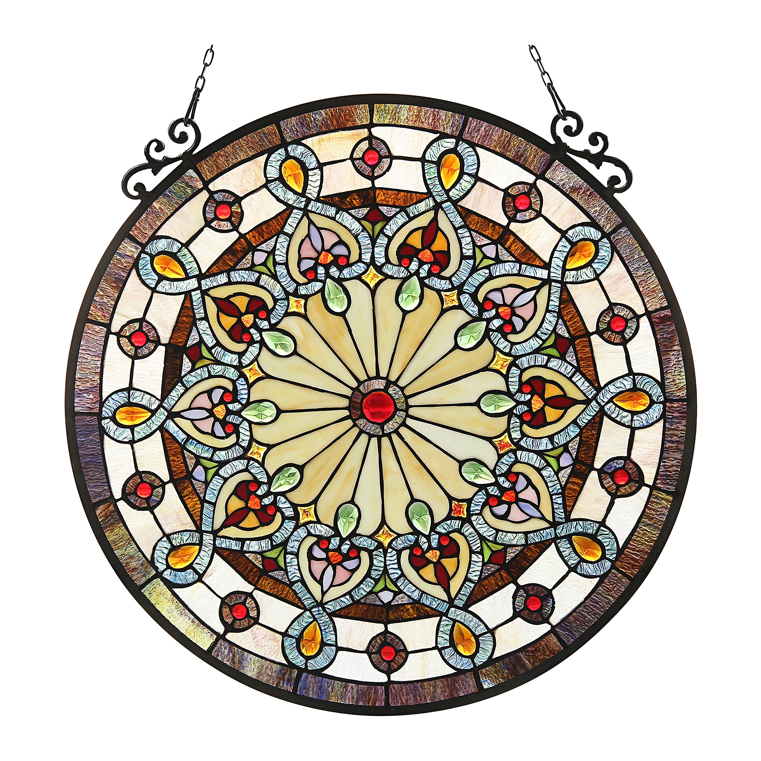 Tiffany Glass Victorian Window Panel 23.5