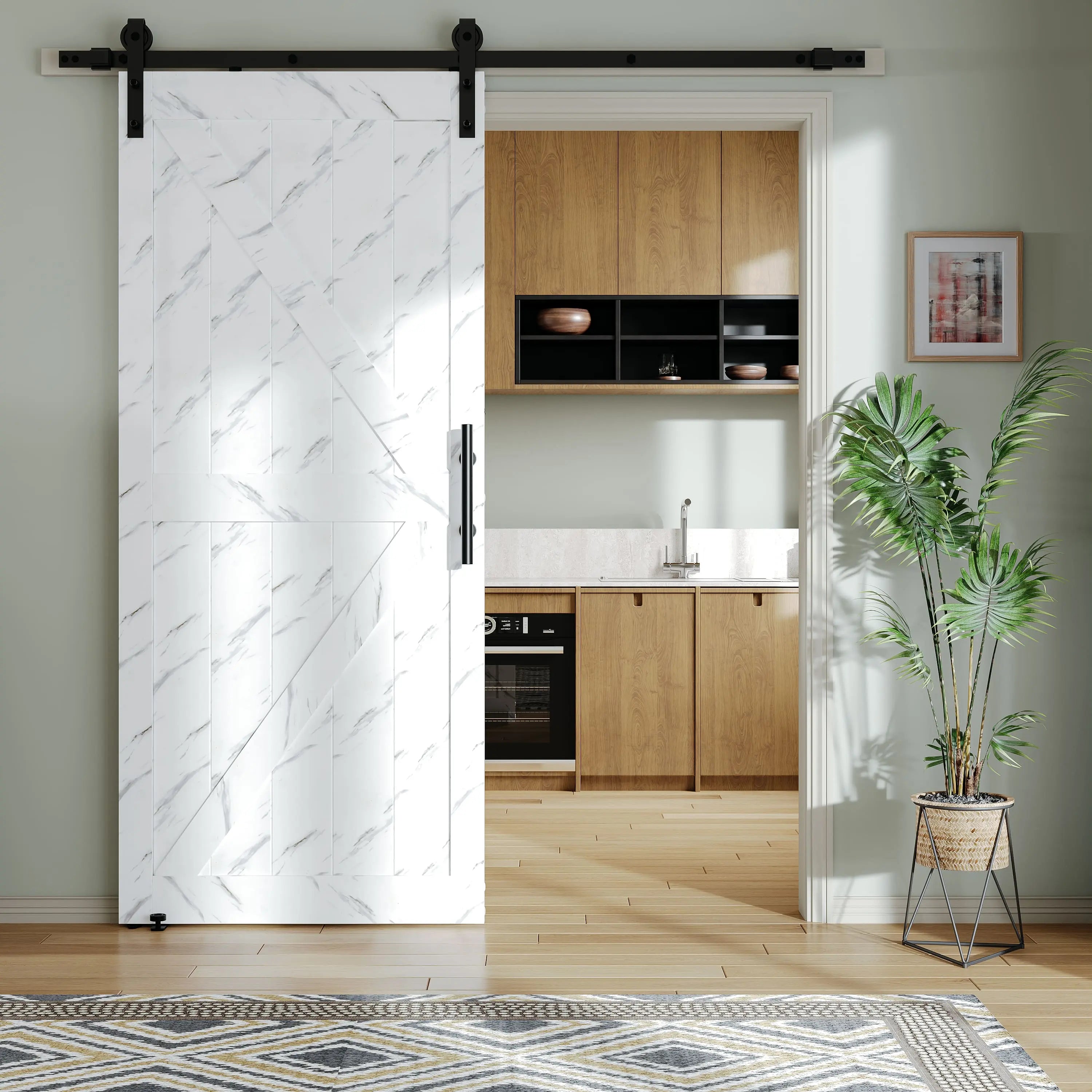 Bestier 36Inch x 84Inch Rustic Sliding Barn Door - Solid Wood, Hardware Included - Perfect for Bedroom, Closet, or Farmhouse Style Home Decor