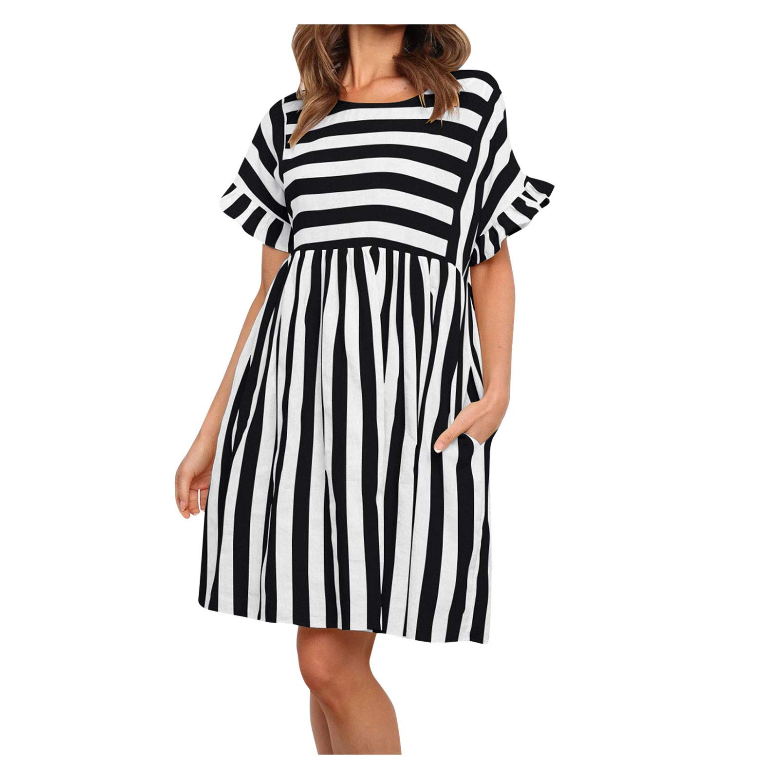 Xiloccer Women's Sexy Ruffled Cocktail Sundress - Summer Beach Party Dress, Casual Flowy Skirt Dress for Night Out, Vacation & Special Occasions