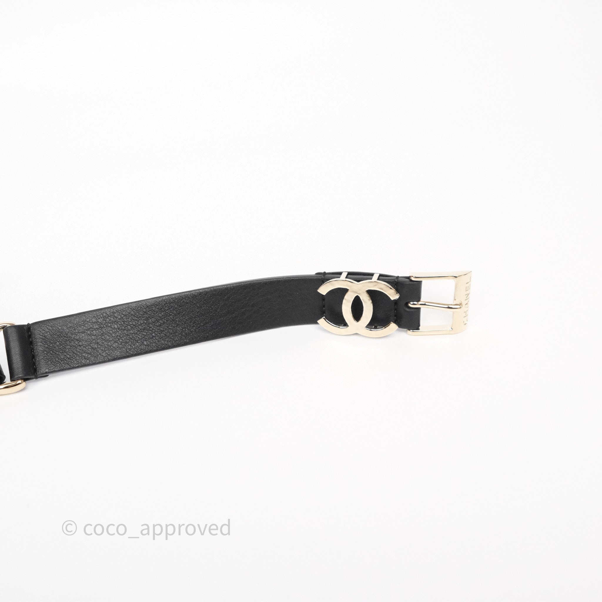 Chanel CC Woven Chain Black Leather Belt with Gold Hardware - Luxury Women's Fashion Accessory for Parties & Formal Events