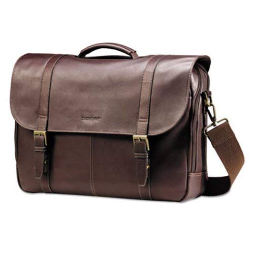 Samsonite Leather Flapover Briefcase - 16 x 6 x 13 Inches, Genuine Brown Leather Business Bag for Men & Women - Perfect for Office, Travel & Professional Work
