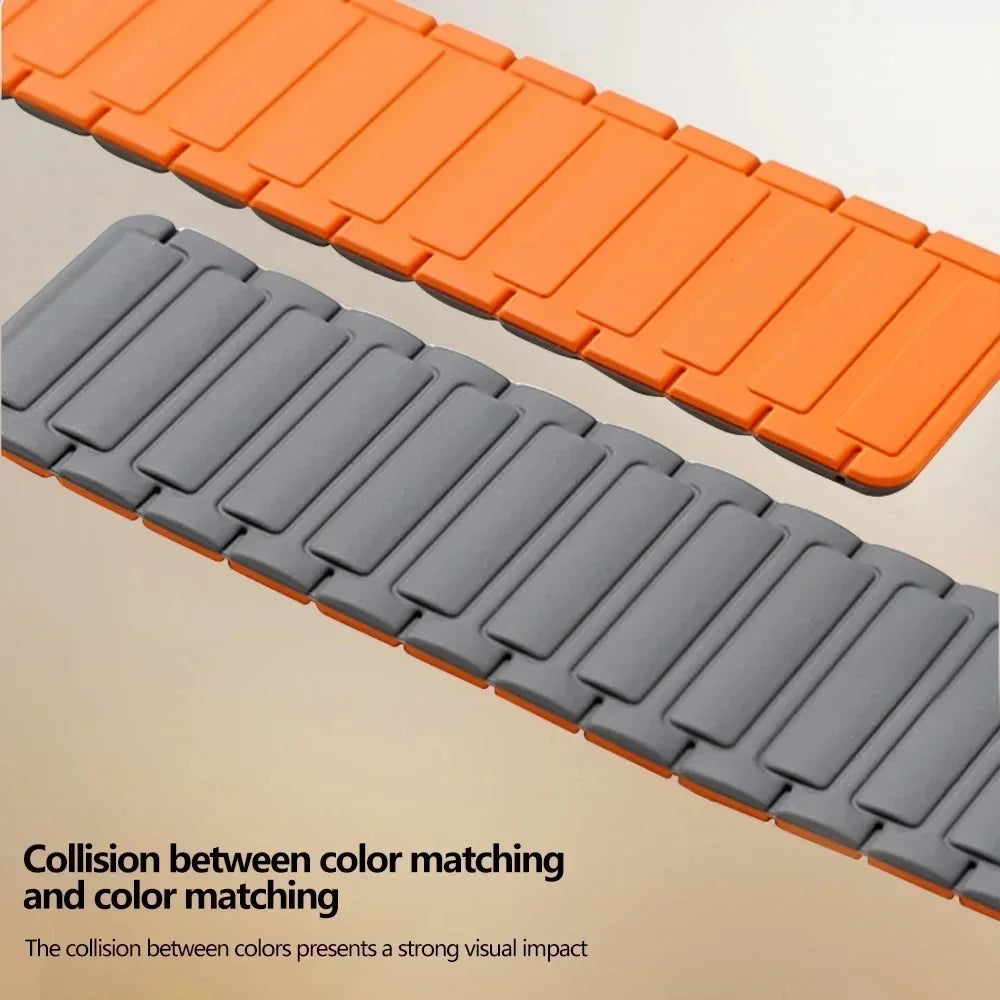 Silicone Magnetic Loop Band for Apple Watch - Adjustable Strap, Comfortable & Secure Fit - Brown - Perfect for Workouts, Running & Everyday Wear
