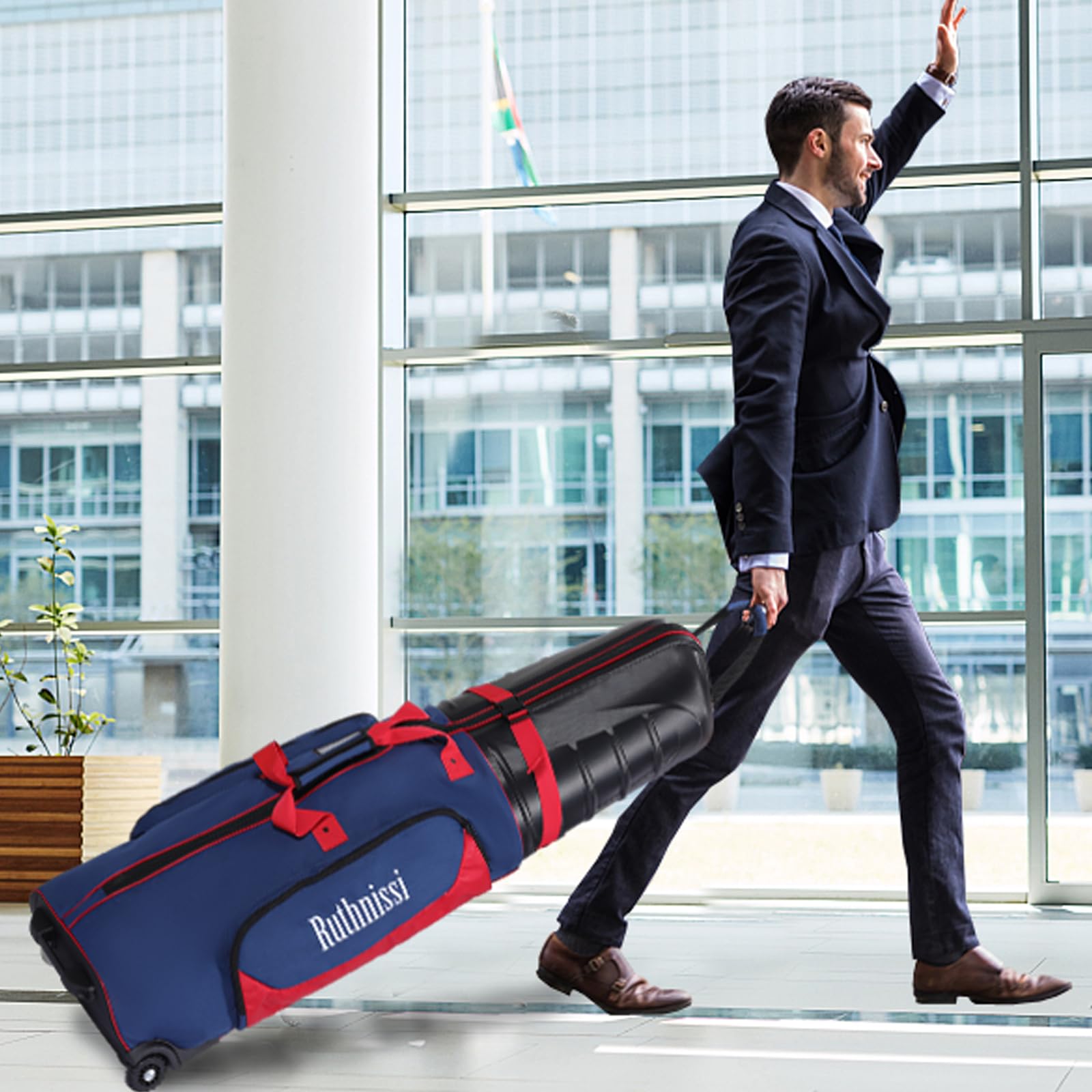 Premium Golf Travel Bag for Airlines - Hard Case Top & Heavy-Duty Wheels, Waterproof & Foldable Design for Easy Storage, Protects Club Heads, Lightweight & Spacious - Perfect for Air Travel & Golf Trips