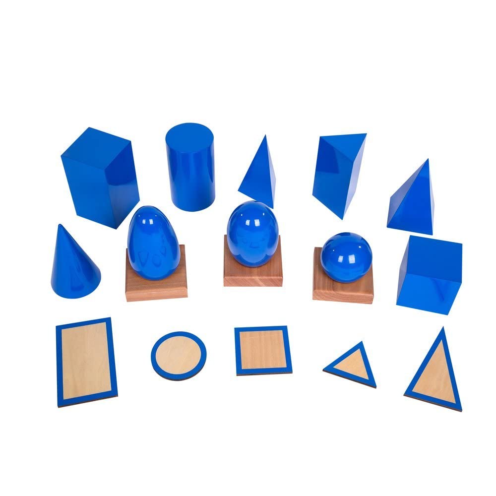 3D Geometric Shapes Wooden Montessori Toys - Math Manipulatives & Geometry Blocks for Kids | Preschool Learning, Homeschool Supplies | Perfect for Classroom Activities & Hands-On Math Games