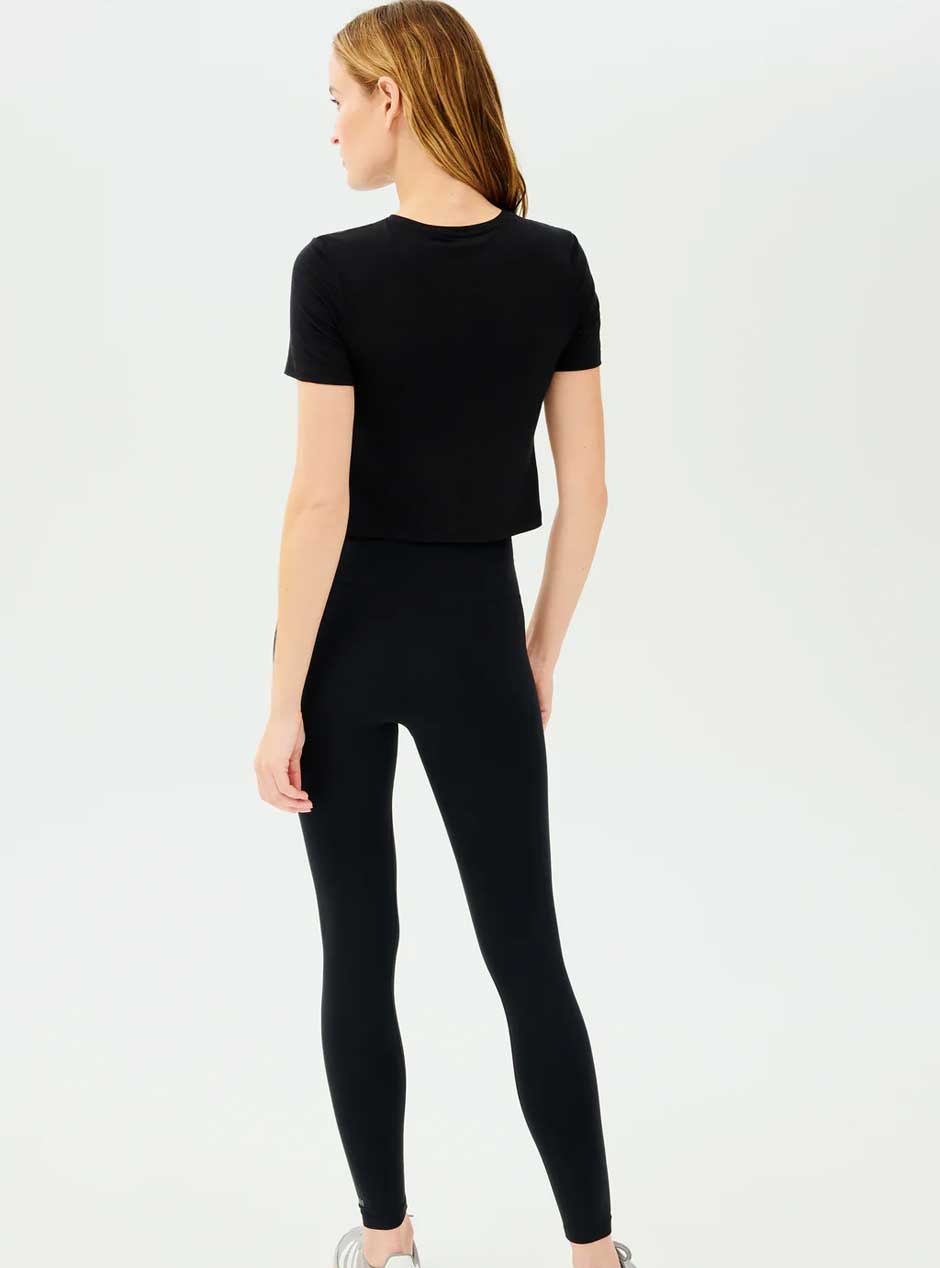 Splits59 Women's Daisy Jersey Cropped Tee - Soft Stretchy Workout Top for Yoga, Running & Gym - Black Athletic Shirt for Women