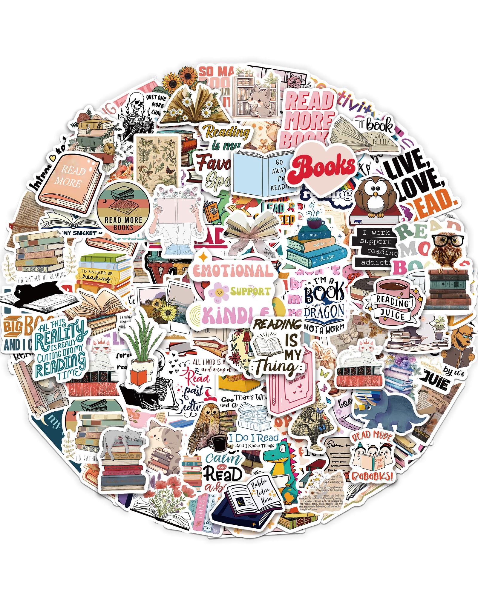Greingways 300 PCS Book Stickers for Kindle & Ebook Cases - Waterproof Bookish Stickers for Laptops, Water Bottles - Perfect Book Lover Gifts for Adults, Teens, Girls & Kids - Great for Reading Accessories & School Supplies