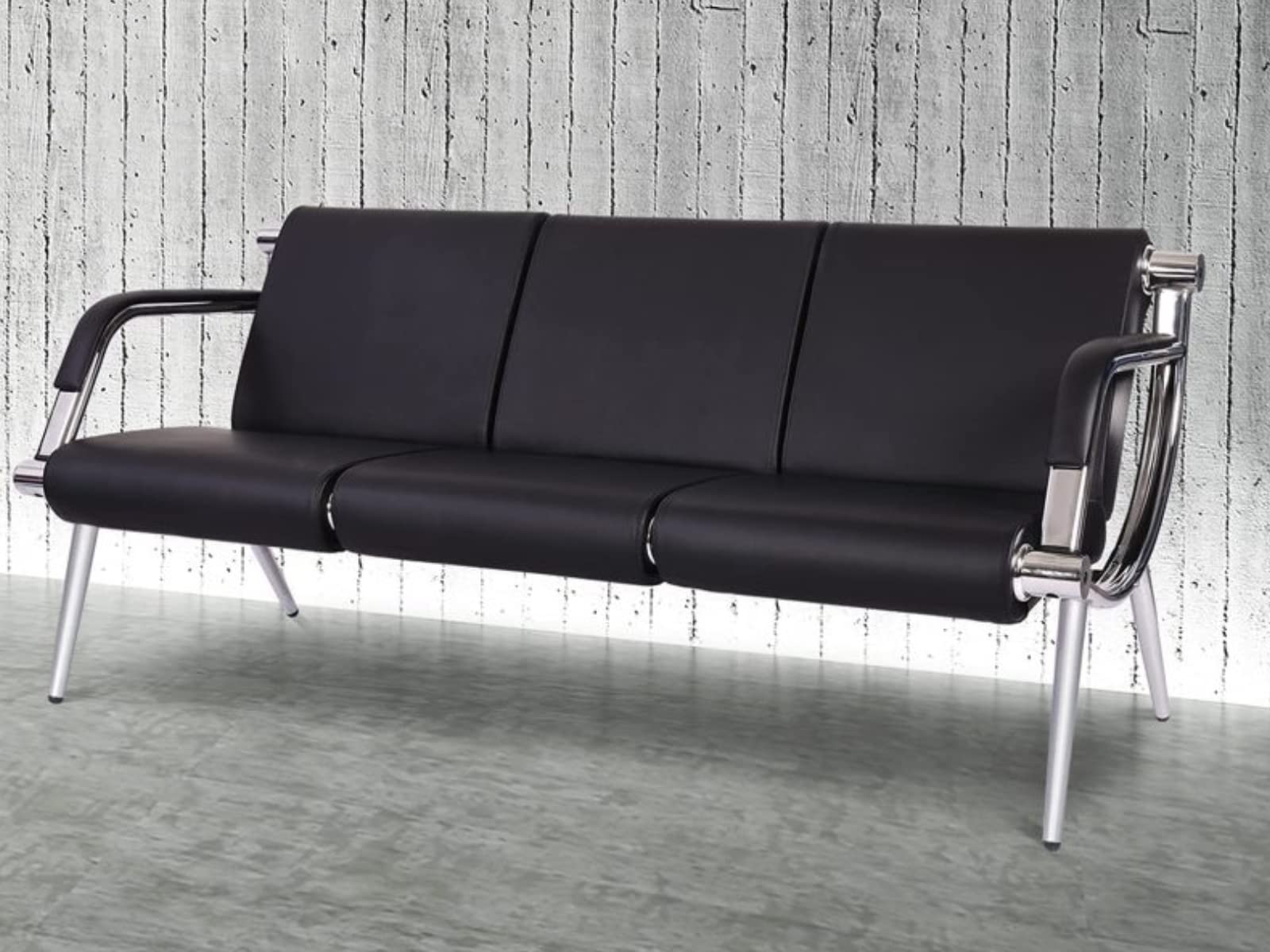 Kinfant 3-Seat PU Leather Waiting Room Chair - Reception Furniture for Guest, Airport, Hospital, Bank & Office Lobby - Comfortable Seating Solution for High-Traffic Areas