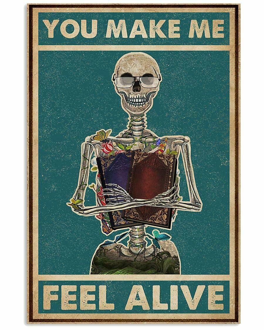 1000-Piece Jigsaw Puzzle - Retro Teal 'Feel Alive' Skeleton Reading Design - Educational Puzzle Game for Adults & Kids - Perfect for Family Game Night, Brain Training & Gift Giving