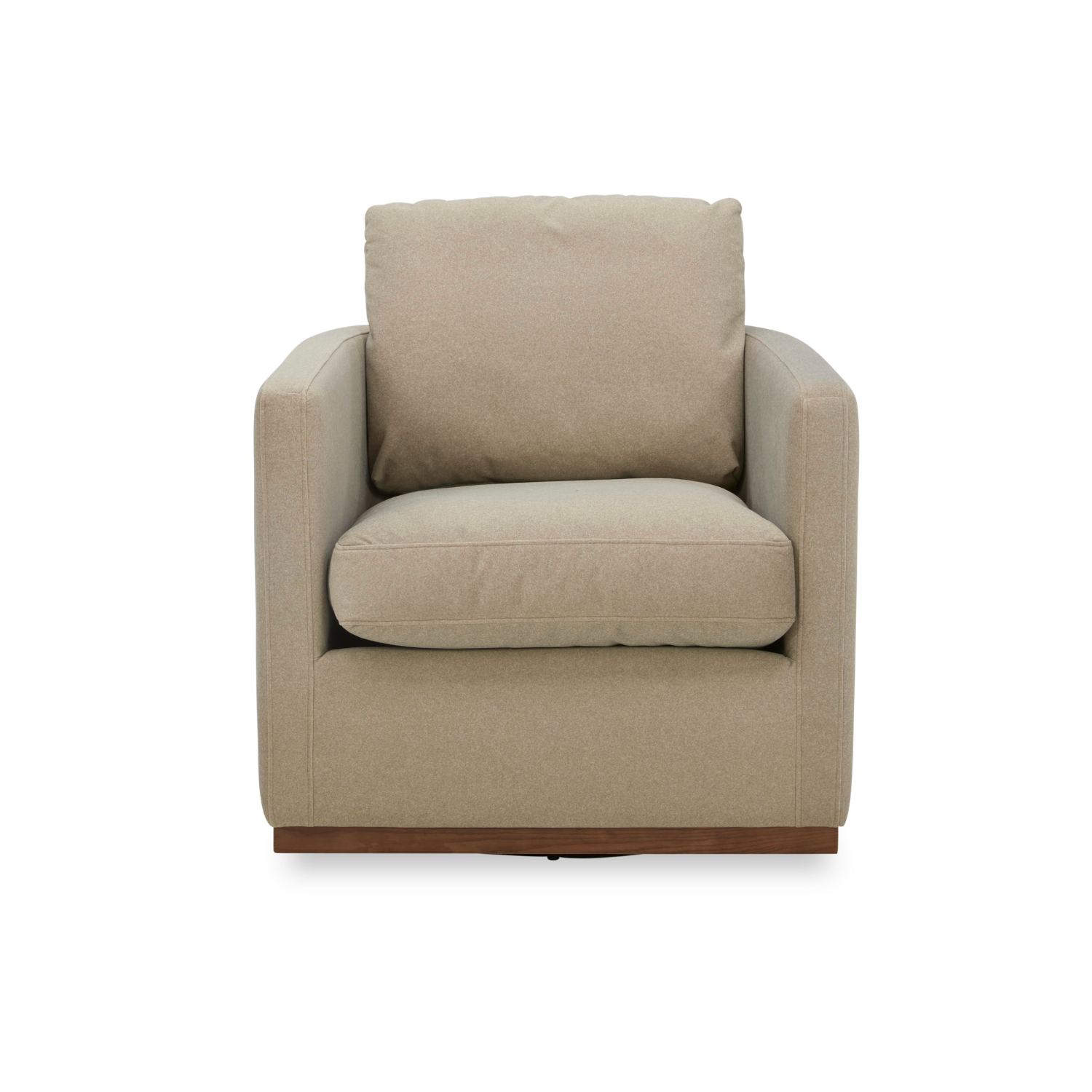 Bellwood Swivel Lounge Chair - Sand Matte Velvet Upholstered Modern Accent Chair for Living Room, Bedroom, or Office - Comfortable 360-Degree Rotating Seat with Sturdy Metal Base
