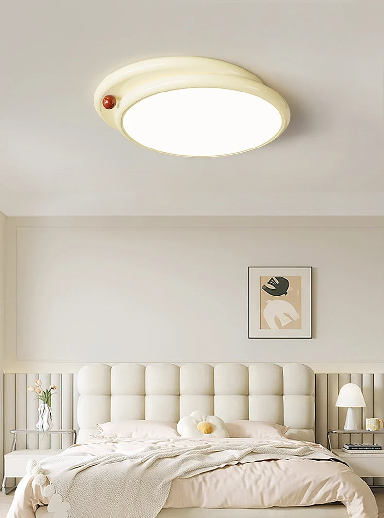 Nordic Style Cream White Ceiling Lamp - Modern Minimalist Lighting Fixture for Living Room, Bedroom, and Dining Room