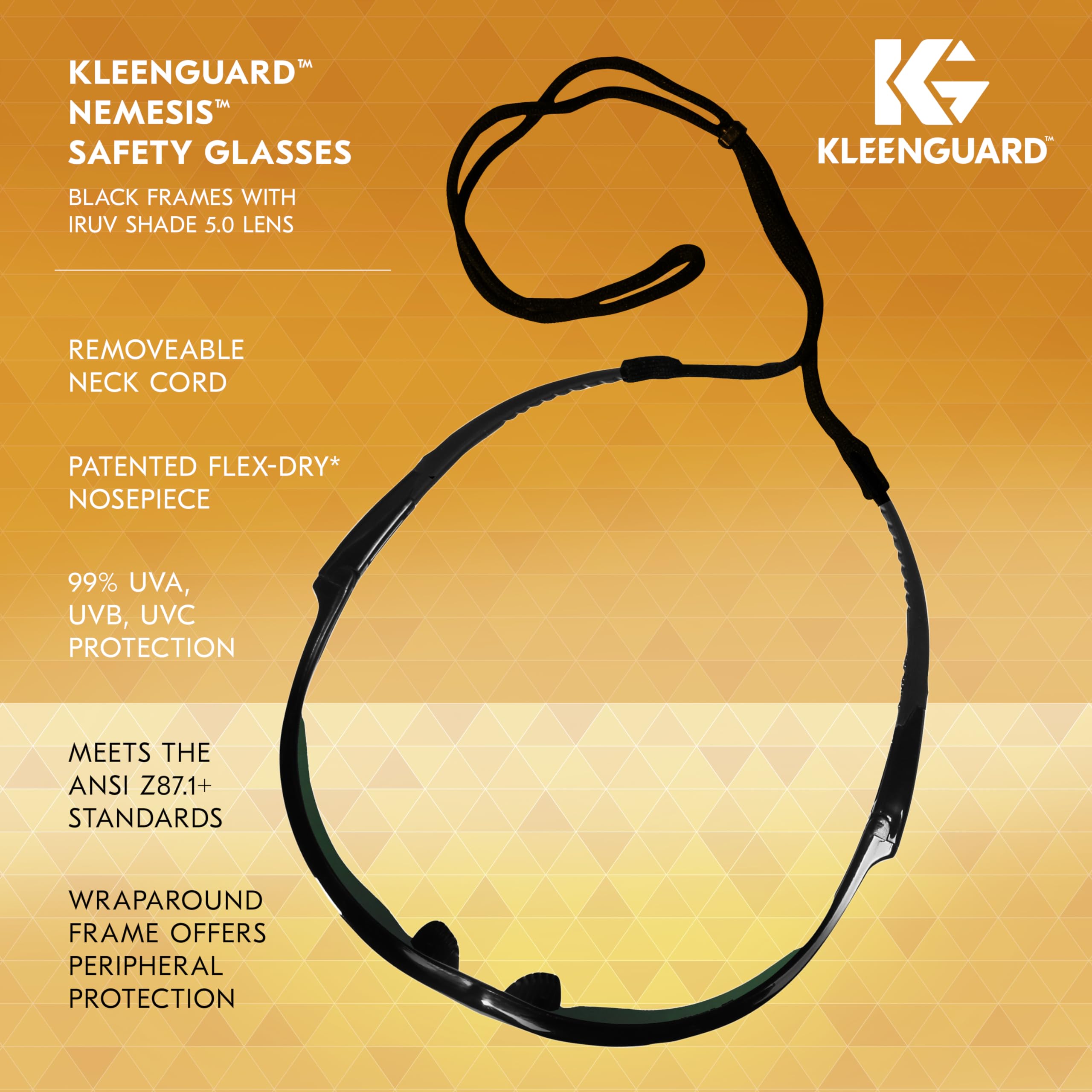 KleenGuard V30 Nemesis Safety Glasses (25671) - UV & IR Protection Shade 5.0 Lenses, Black Frame, 12 Pairs/Case - Ideal for Welding, Construction & Industrial Work
