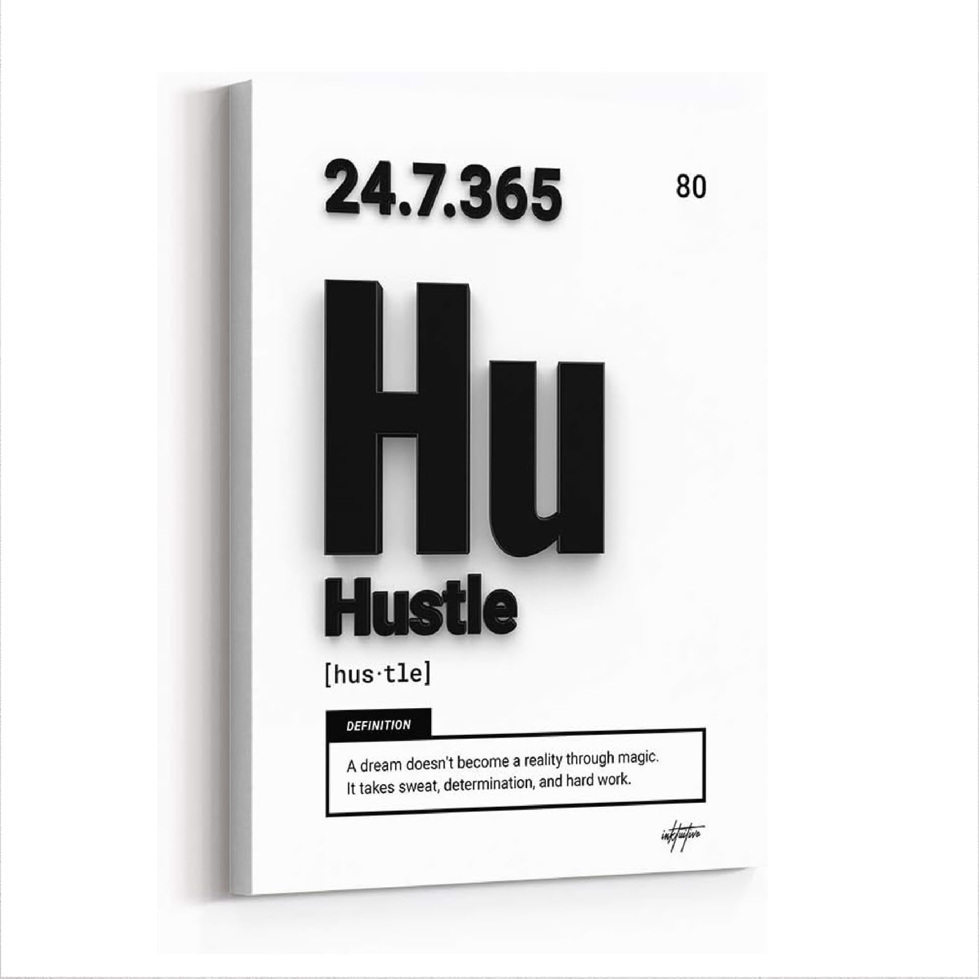 Inktuitive 'Periodic Hustle' Motivational Canvas Wall Art - 16x12 Inch Inspirational Office Decor with Positive Quotes | Perfect for Home, Office & Workspace Motivation