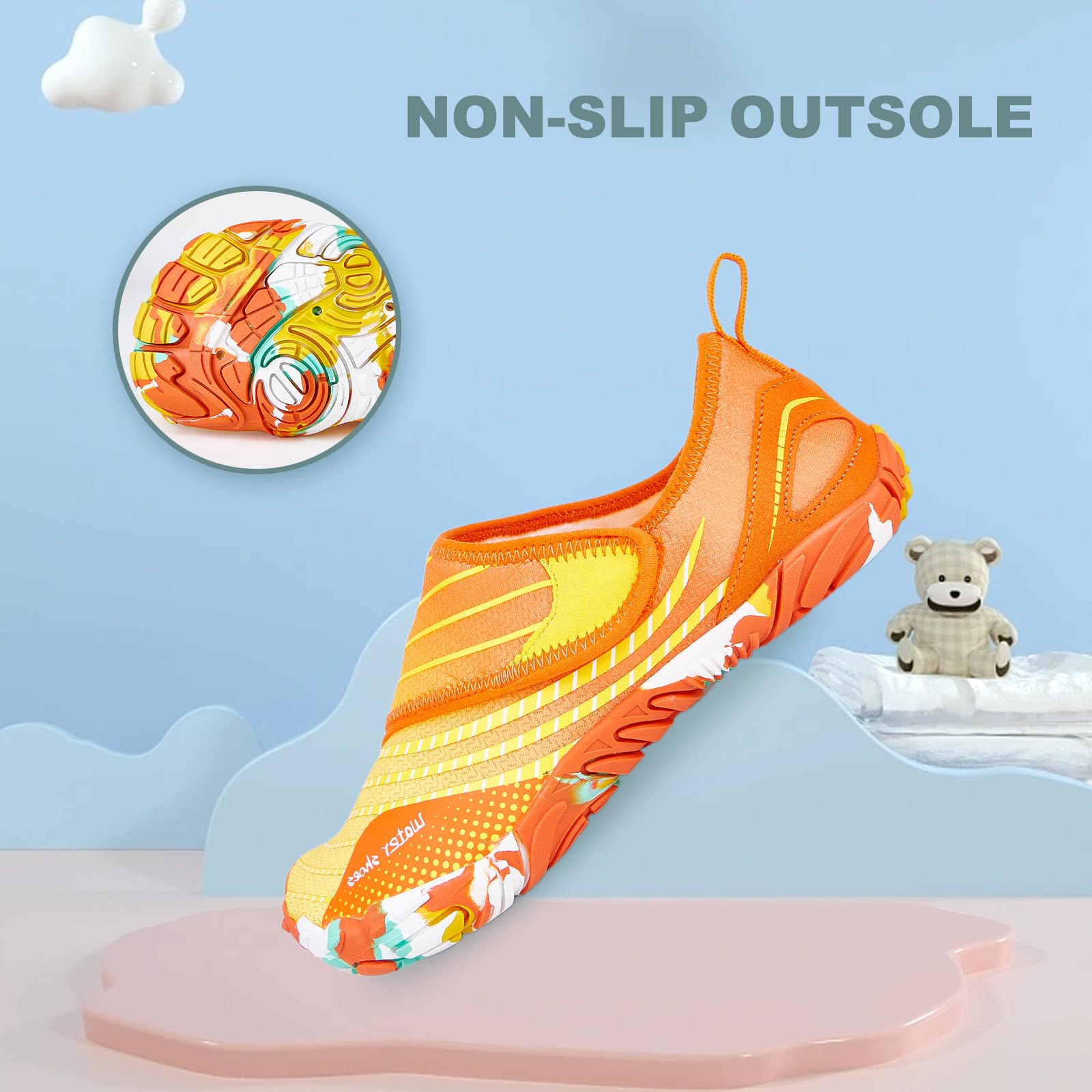 AoSiFu Kids Water Shoes for Boys & Girls - Quick Dry Aqua Socks for Beach, Pool & Sports - Lightweight Barefoot Swim Shoes (Toddler/Little Kid/Big Kid) - Perfect for Swimming, Surfing & Water Activities