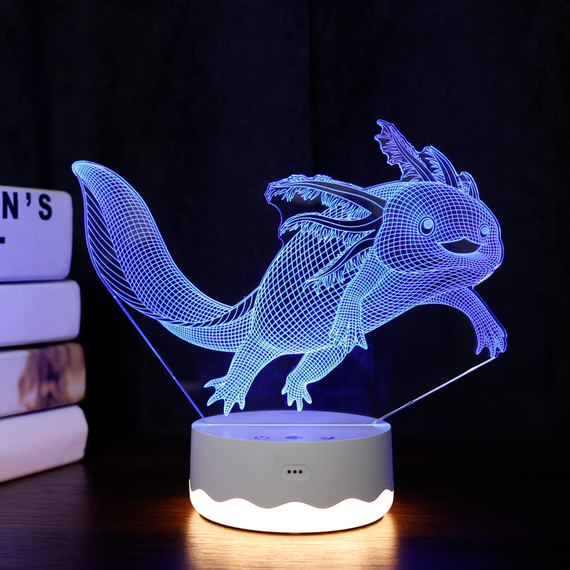 Ammonite Axolotl 3D Illusion LED Night Light for Kids - 16 Color Changing USB Desk Lamp with Remote Control & Timer, Perfect for Bedroom Decor, Birthday, Christmas Gifts | Ideal for Kids' Rooms, Study Desks, and Festive Home Decorations