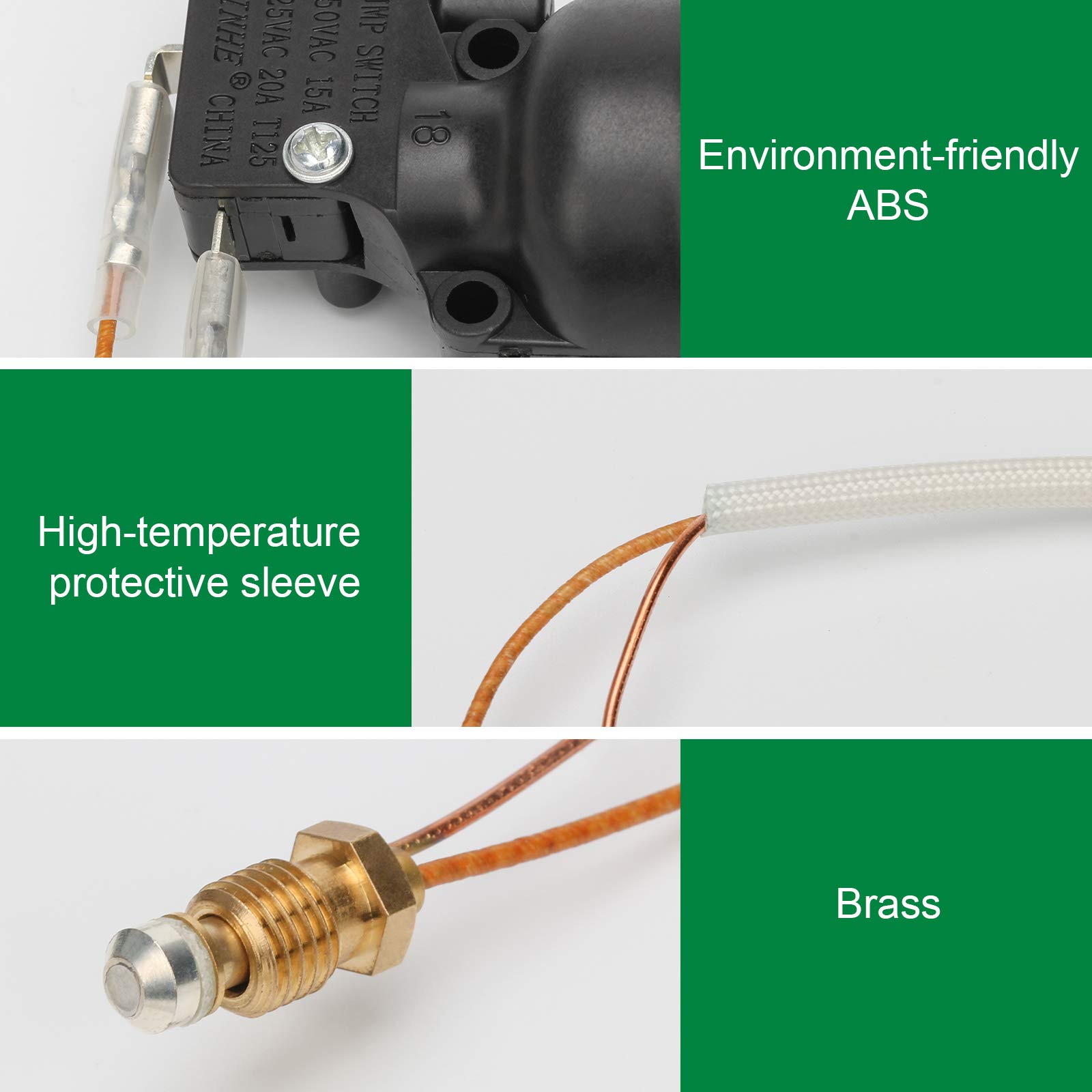 Coolrunner Gas Patio Heater Replacement Parts - M8 x1 Thermocouple & FD4 Dump Switch for Propane Outdoor Heaters - Safety Repair Kit for Backyard, Deck, and Restaurant Patio Heating