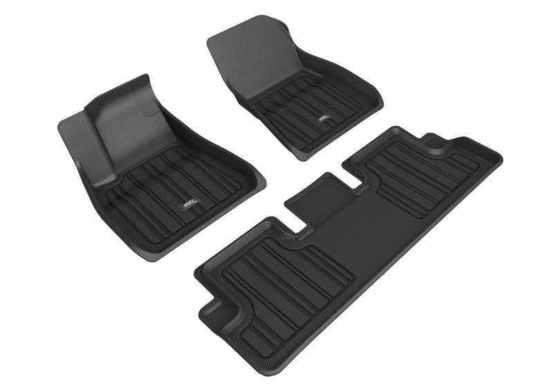 3D MAXpider Custom Fit All-Weather Floor Mats for 2020-2022 Tesla Model 3 (1st & 2nd Row) - Premium Black Car Interior Accessories for Protection & Style - Perfect for Daily Commute, Road Trips and All Seasons