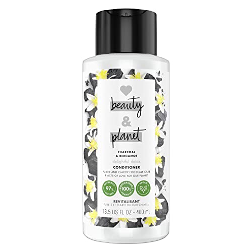 Love Beauty and Planet Charcoal & Bergamot Cleansing Conditioner - Vegan, Paraben-Free, Silicone-Free, Cruelty-Free Clarifying Hair Detox (13.5 oz) for Deep Cleansing & Scalp Refresh - Perfect for Post-Workout, Travel & Daily Hair Care